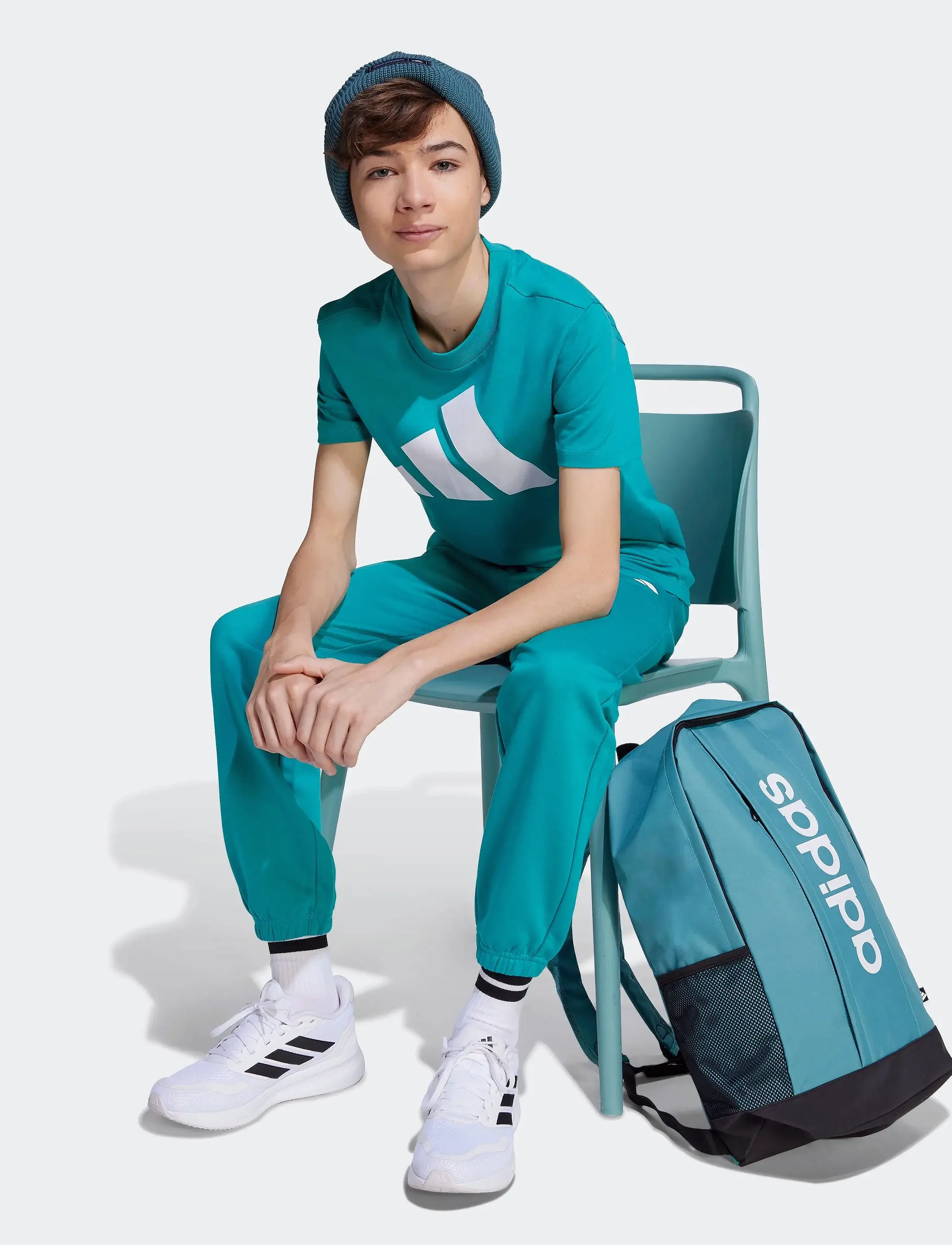 adidas Sportswear J BL TEE 160 - Kortærmede T-shirts - PURTEA/WHITE / blue