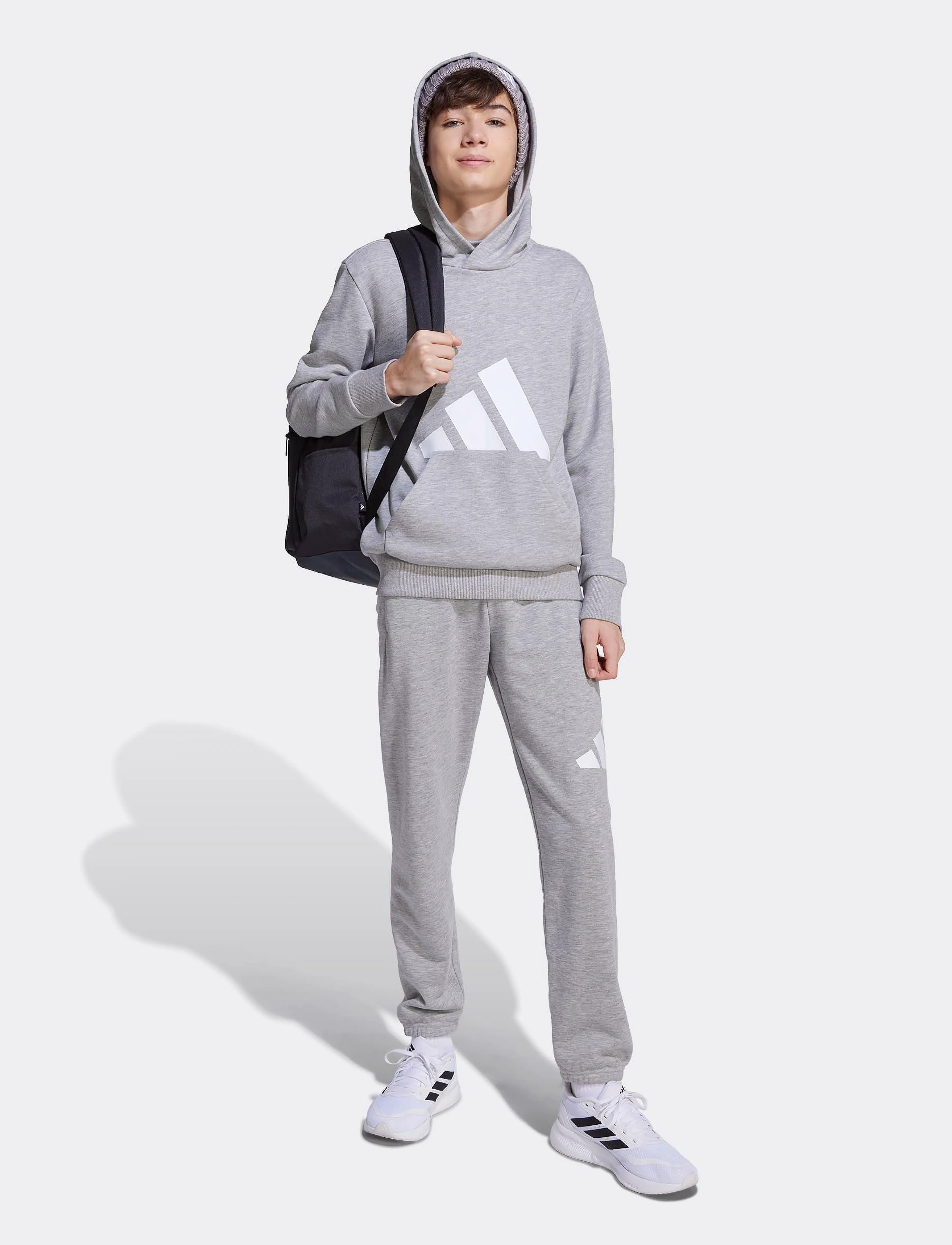 adidas Sportswear J BL FT HD 280 - Sweatshirts & Hættetrøjer - MGREYH/WHITE / grey