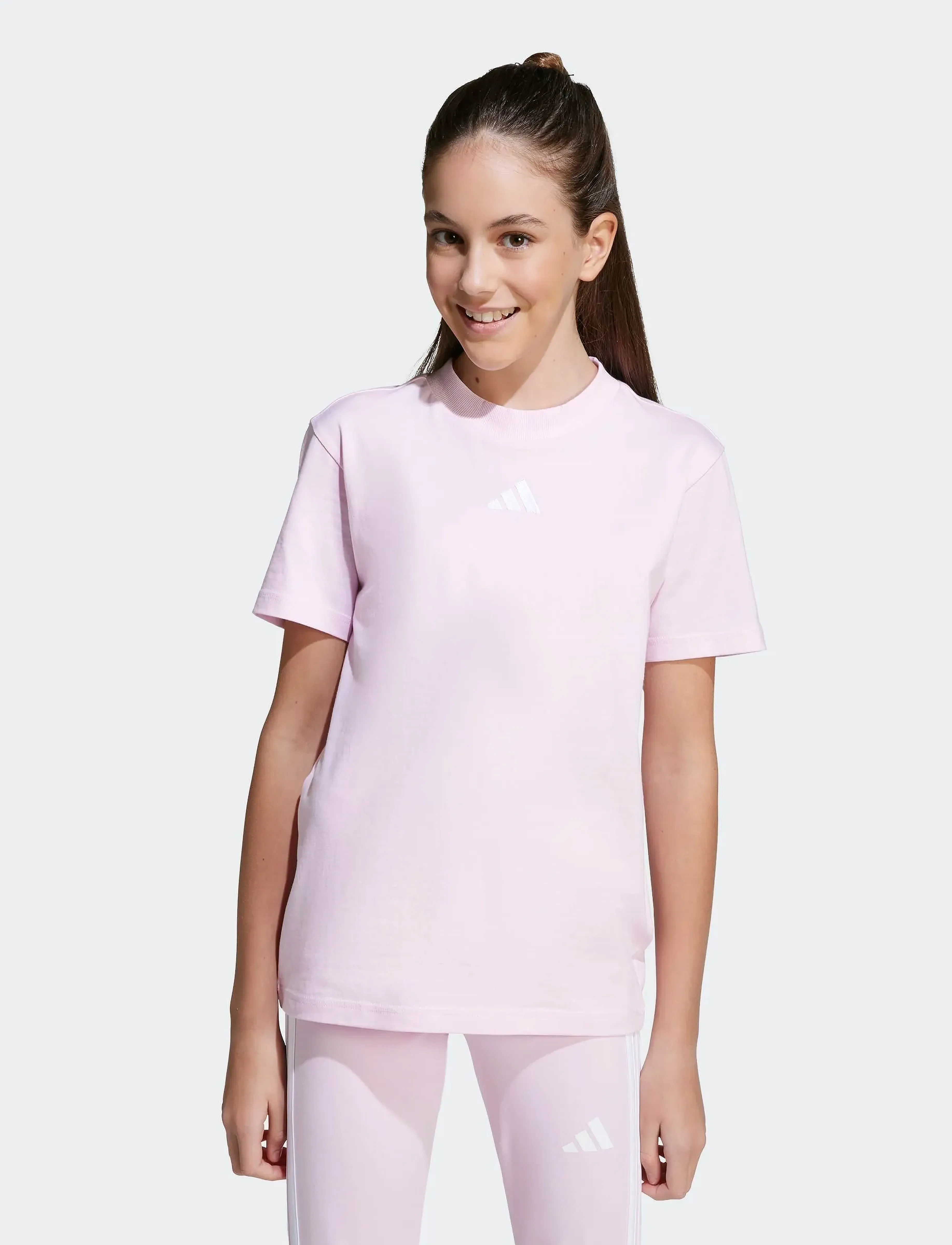 adidas Sportswear J SL TEE 160 - Kortærmede T-shirts - CLPINK/WHITE / pink/rose