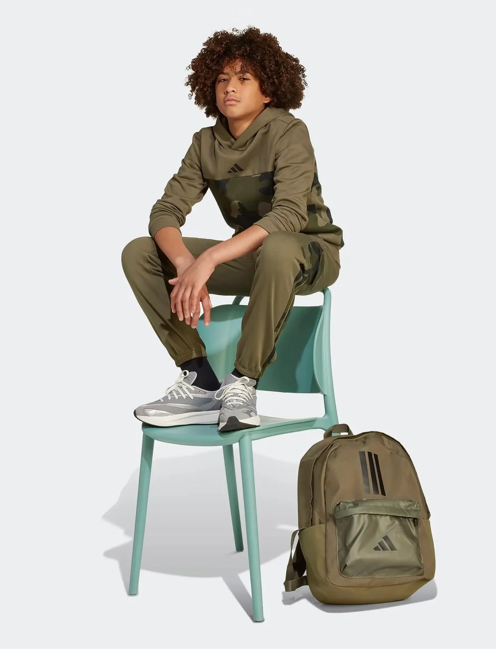 adidas Sportswear - J  CAMO FL HD - huvtröjor - olistr/black - 4