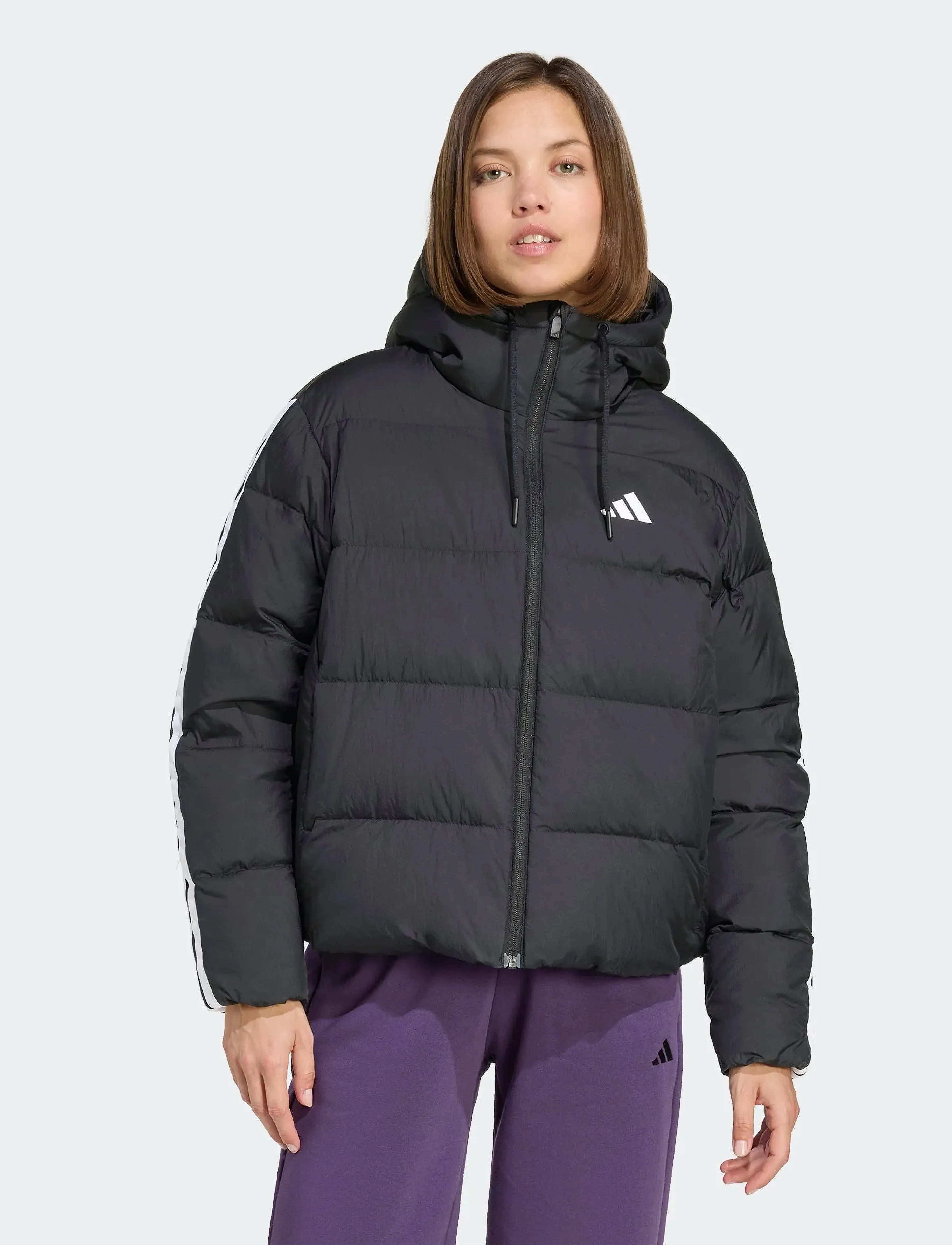 adidas Sportswear W Ess 3S P D Ho, S, Sport Jackets, Schwarz - Padded Frauen