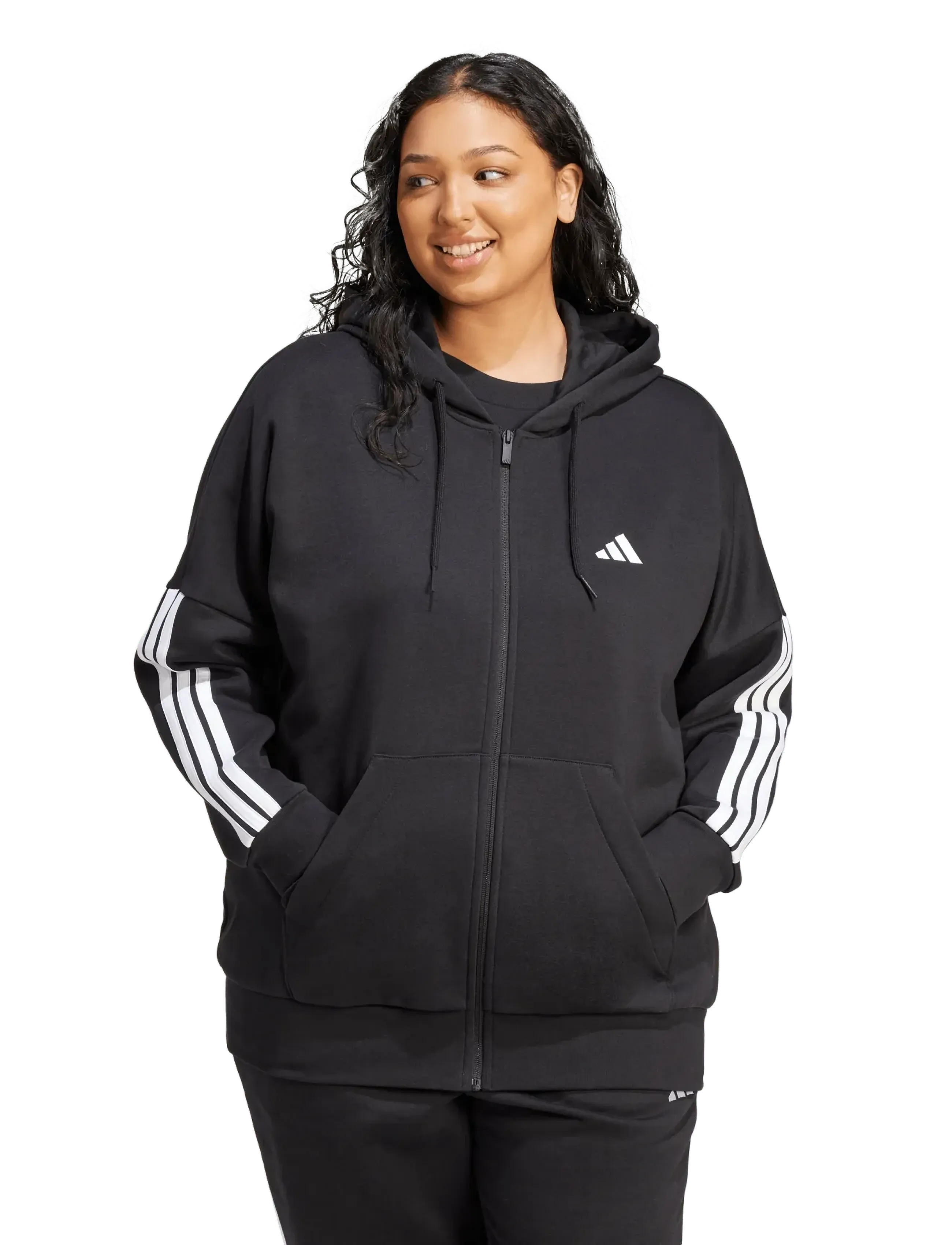adidas Sportswear - W 3S FL FZ INC - megztiniai ir džemperiai - black/white - 2