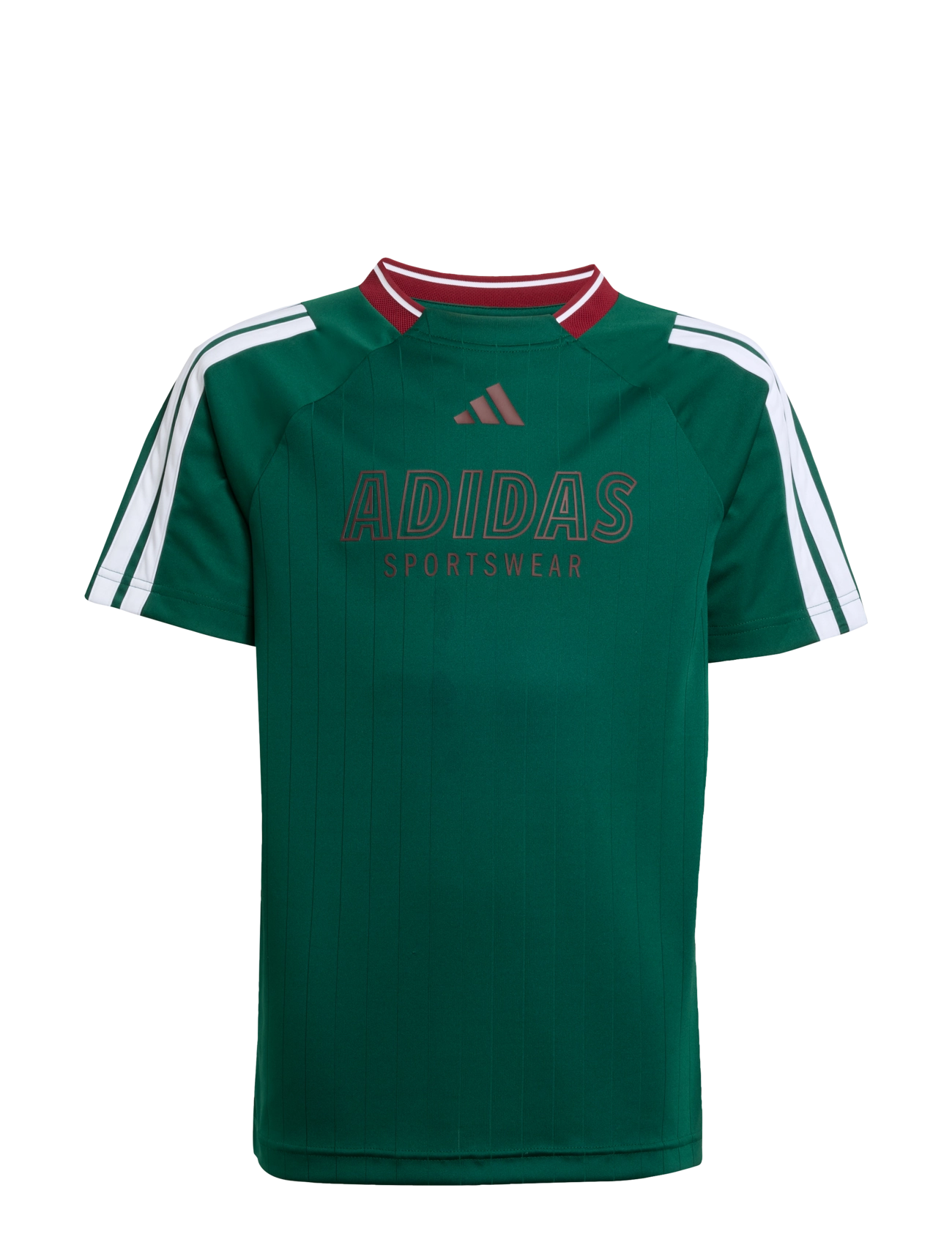 adidas Sportswear J HOT TEE - Sport - DRKGRN/WHITE/CBURGU / green