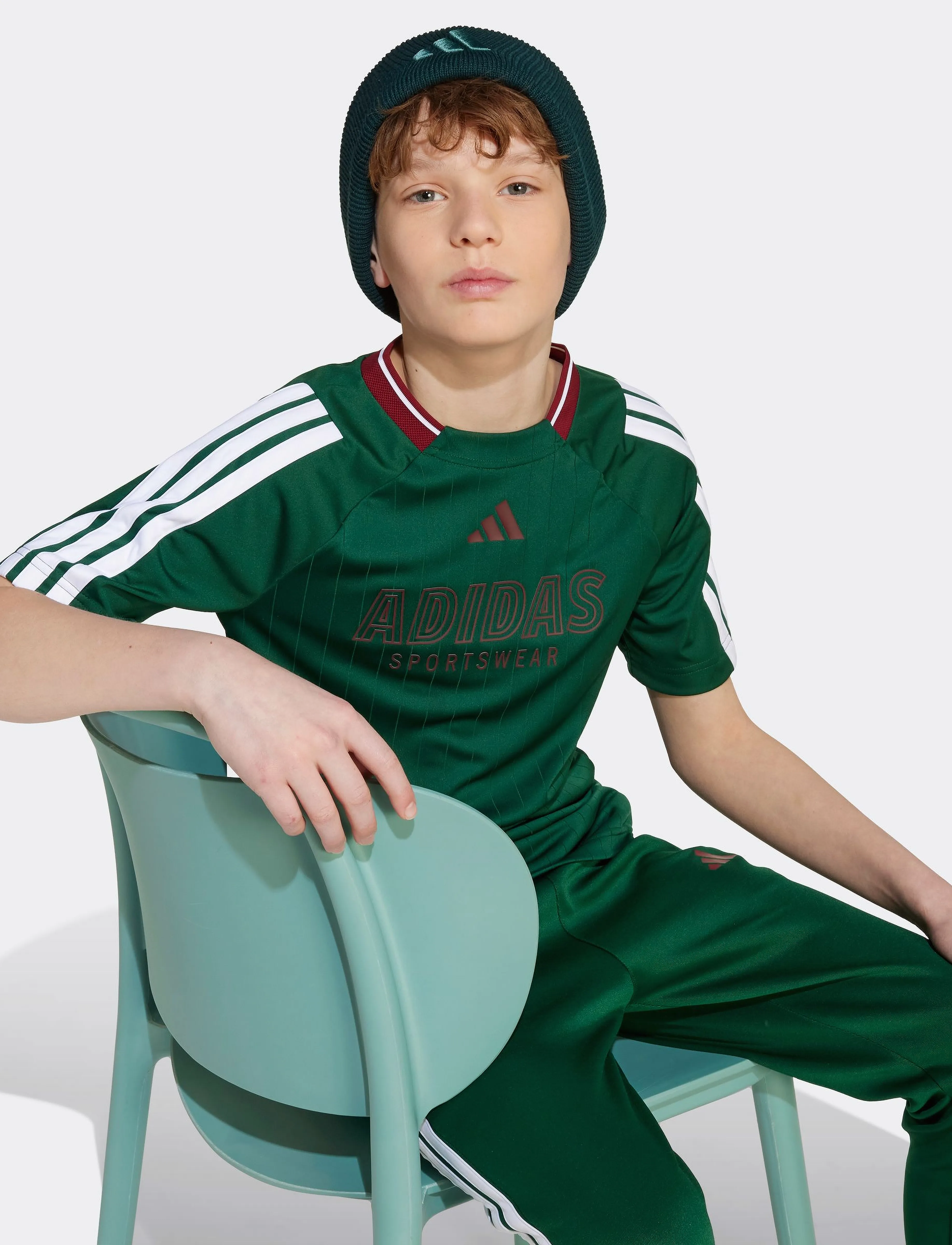 adidas Sportswear - J HOT TEE - urheilutopit - drkgrn/white/cburgu - 2