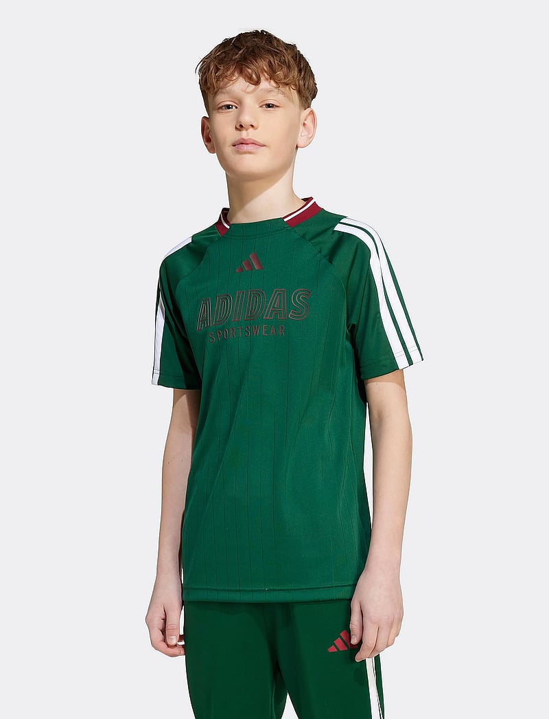 adidas Sportswear - J HOT TEE - sporttoppar - drkgrn/white/cburgu - 4