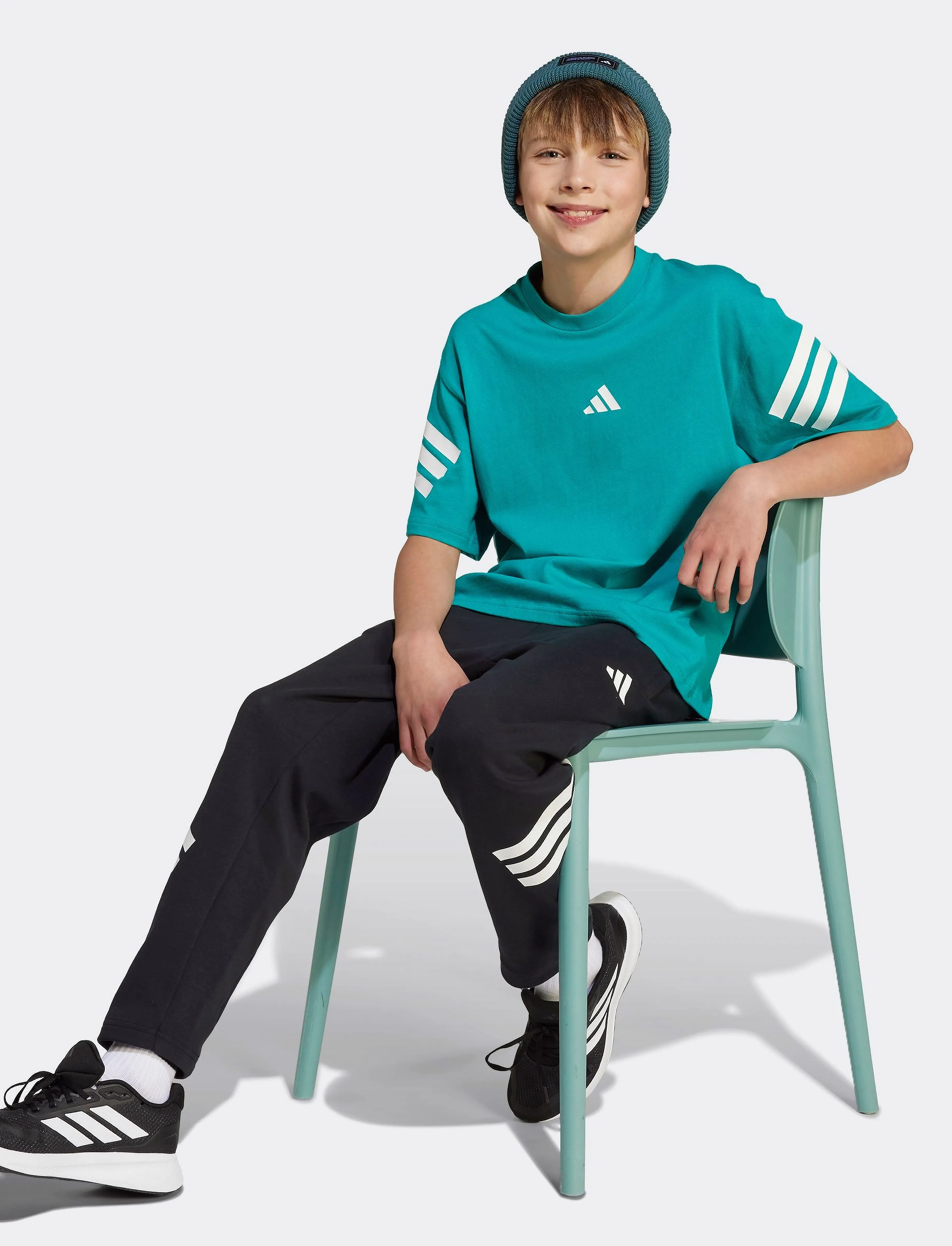 adidas Sportswear J FI 3S T - Kortærmede T-shirts - PURTEA/WHITE / blue