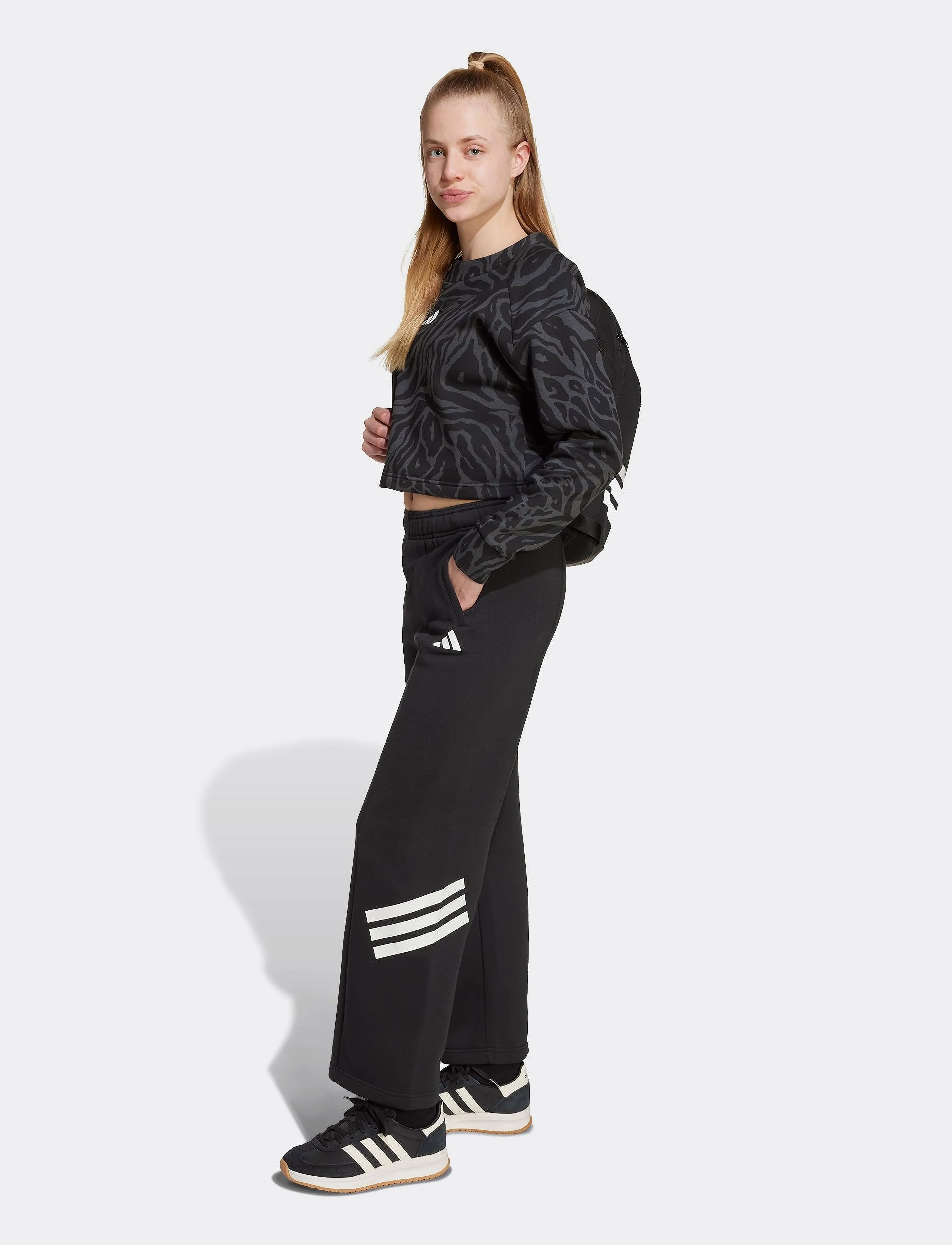 adidas Sportswear Jg Fi Wide Pt, 140, Black, Underdele > Joggingbukser, Børn