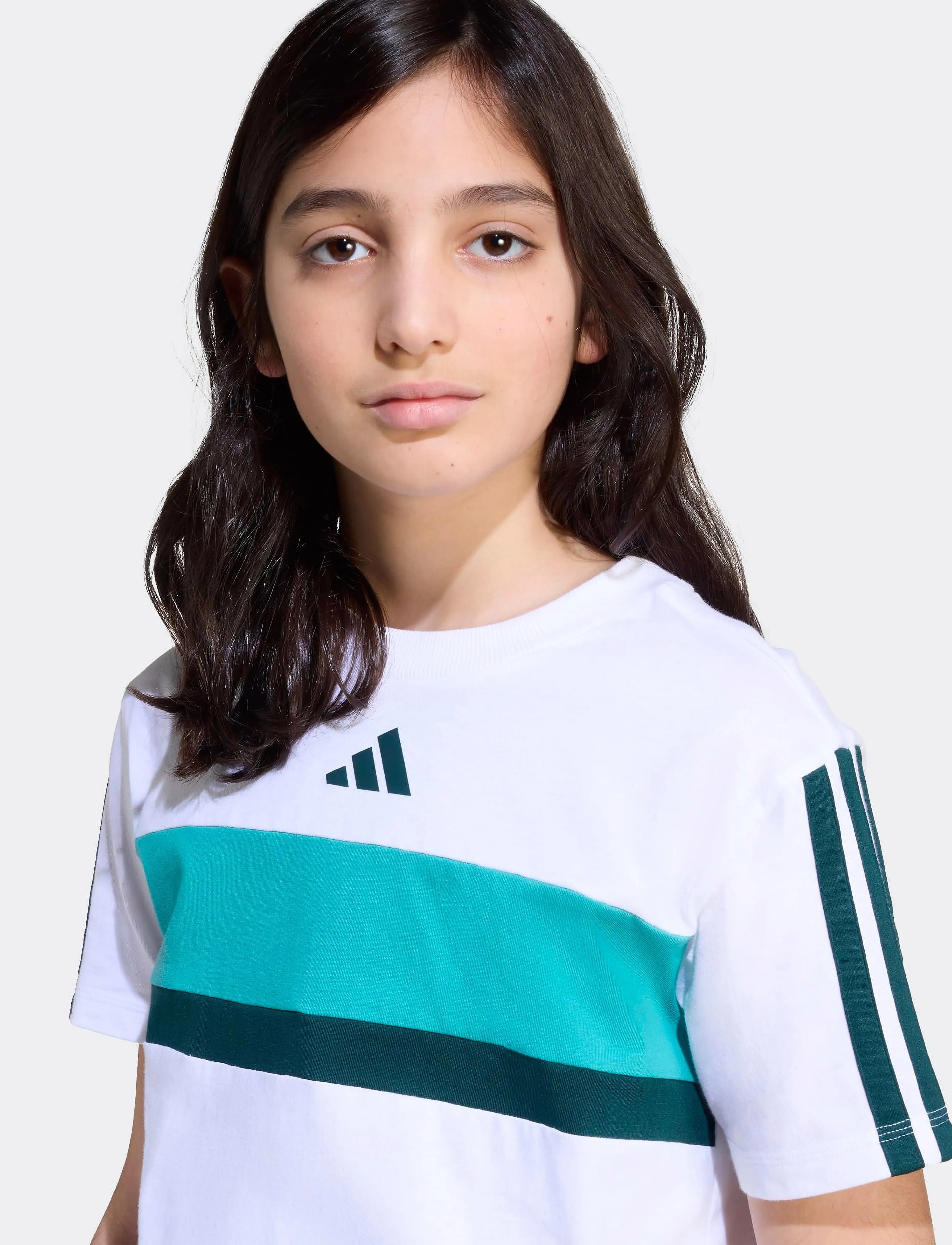 adidas Sportswear - J 3S TIB T - kortærmede t-shirts - white/purtea/aurivy - 3