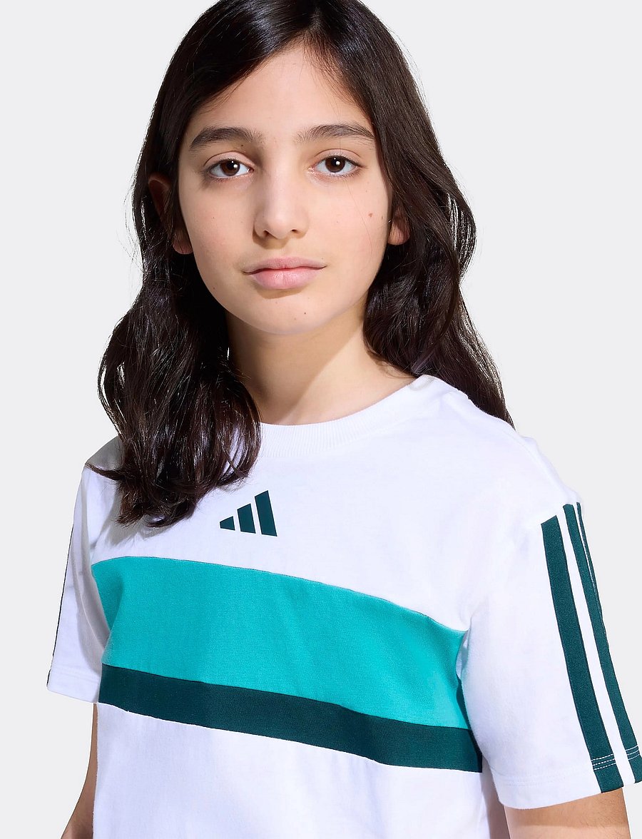 adidas Sportswear - J 3S TIB T - kortærmede t-shirts - white/purtea/aurivy - 3