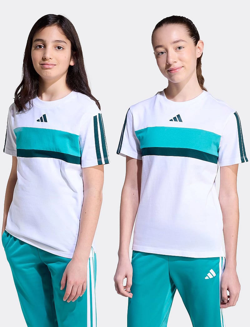 adidas Sportswear - J 3S TIB T - kortärmade t-shirts - white/purtea/aurivy - 4