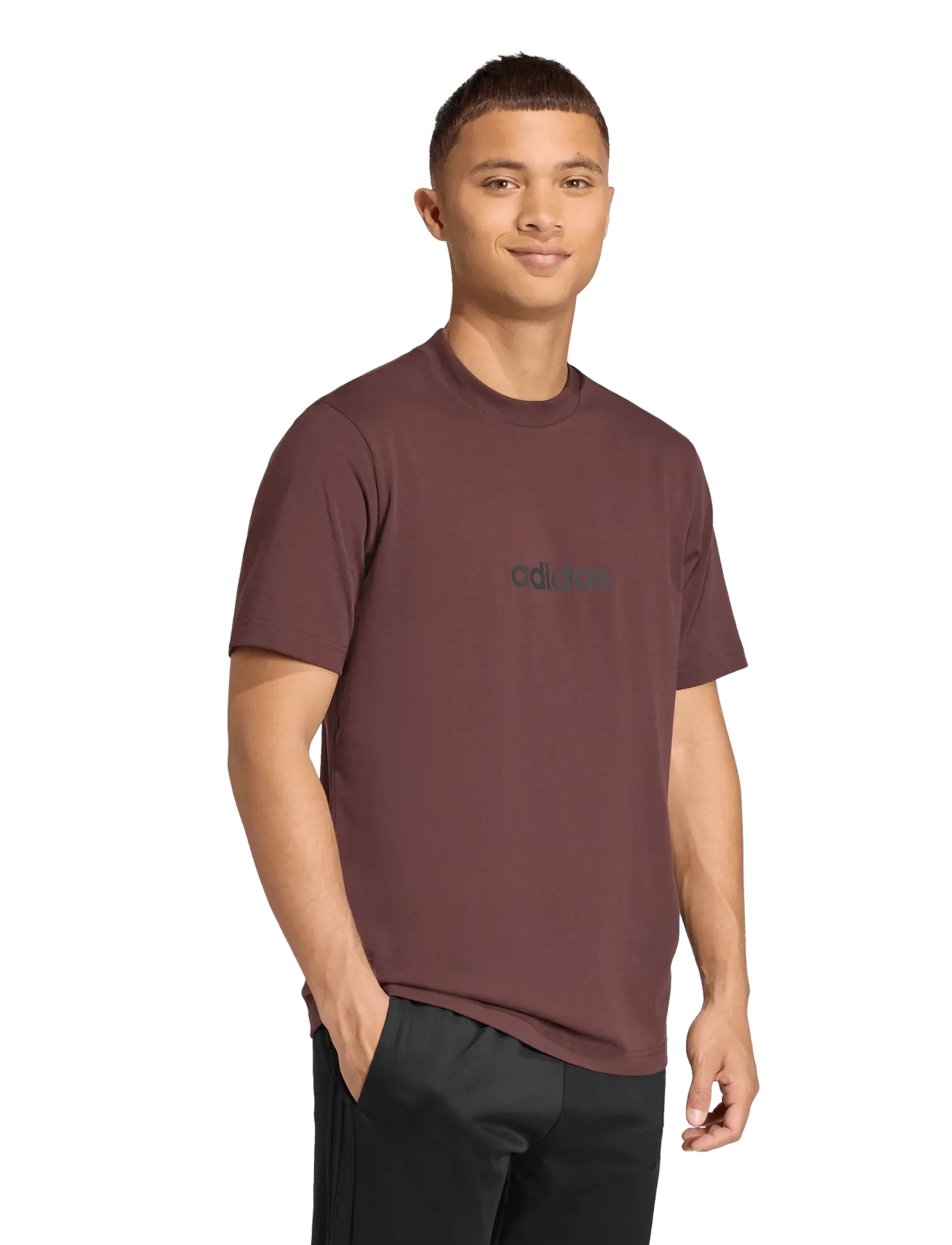 adidas Sportswear M LIN SJ T - T-Shirts - SHABRN/BLACK / brown