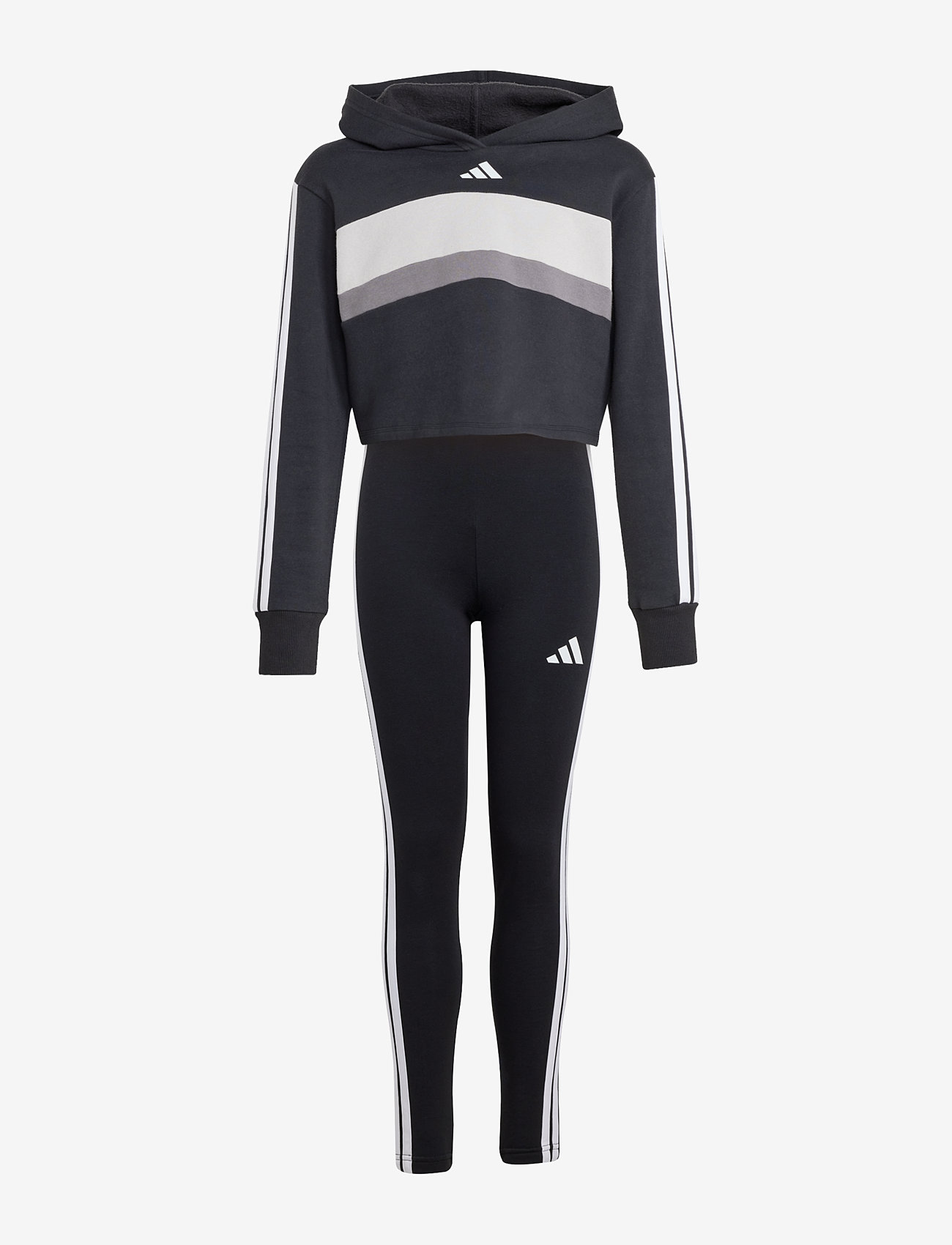 adidas Sportswear - JG 3S TIB FL ST - joggingset & tvådelade set - black/white/gretwo - 1