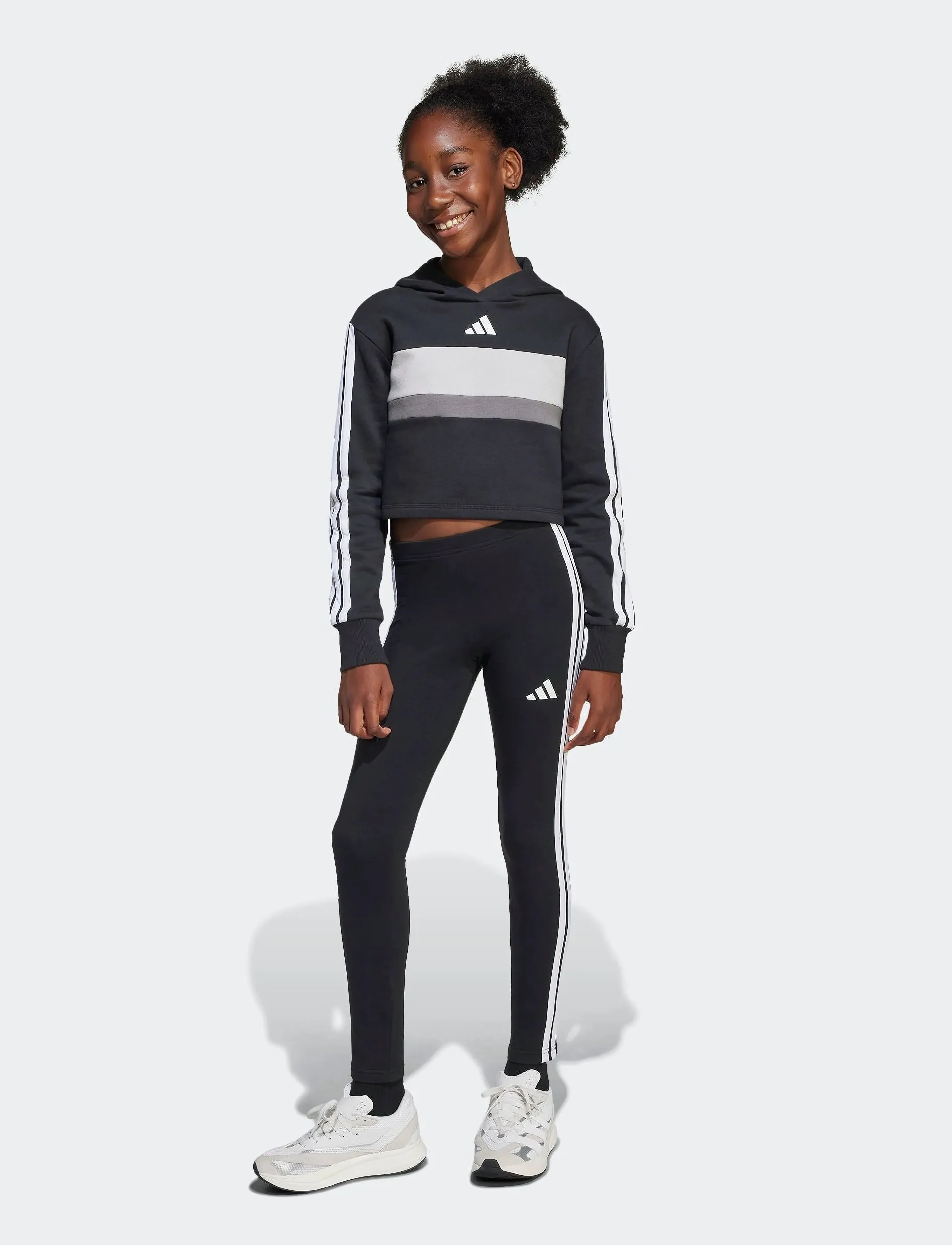 adidas Sportswear JG 3S TIB FL ST - Sets - BLACK/WHITE/GRETWO / black