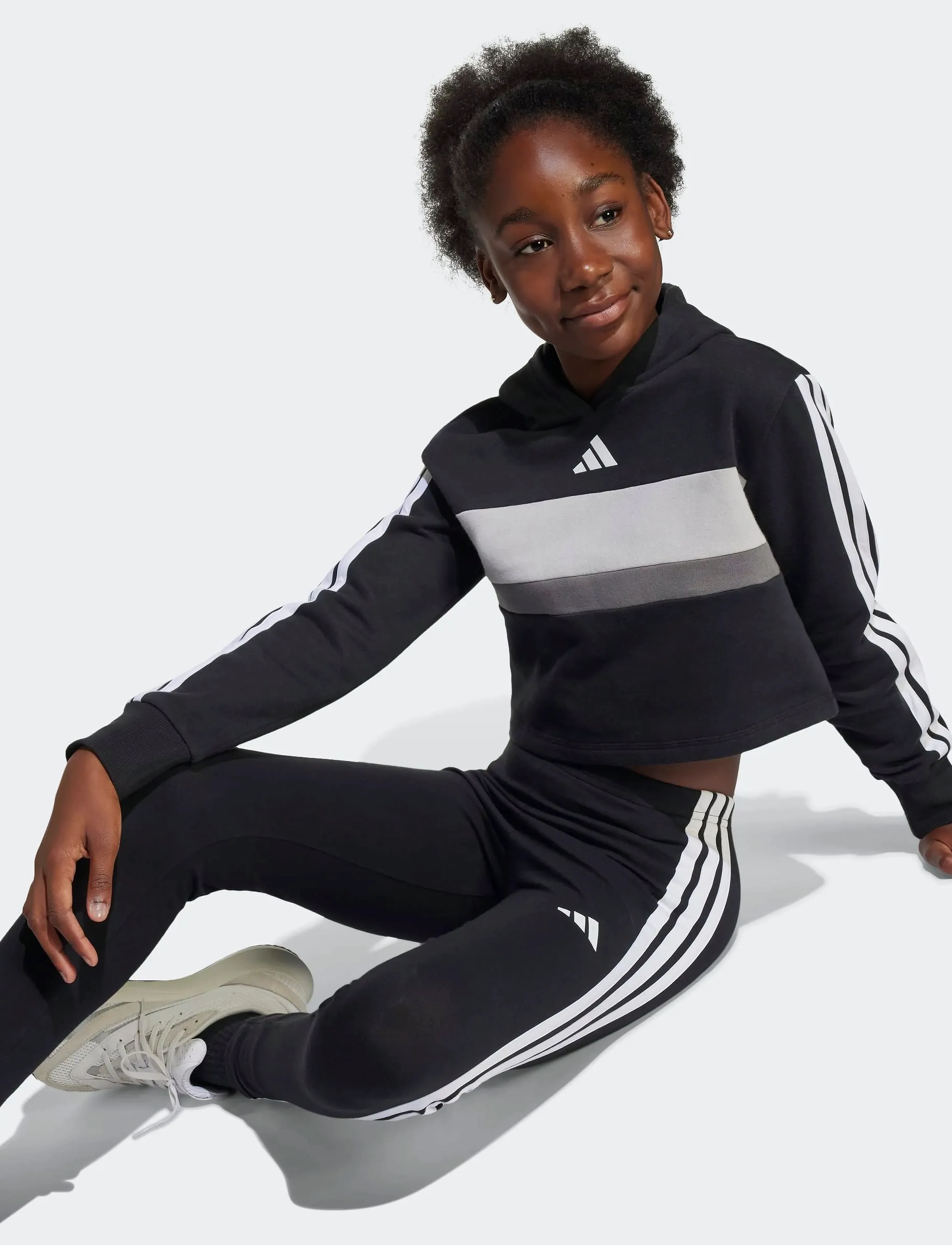 adidas Sportswear - JG 3S TIB FL ST - hlaupafatnaður - black/white/gretwo - 4
