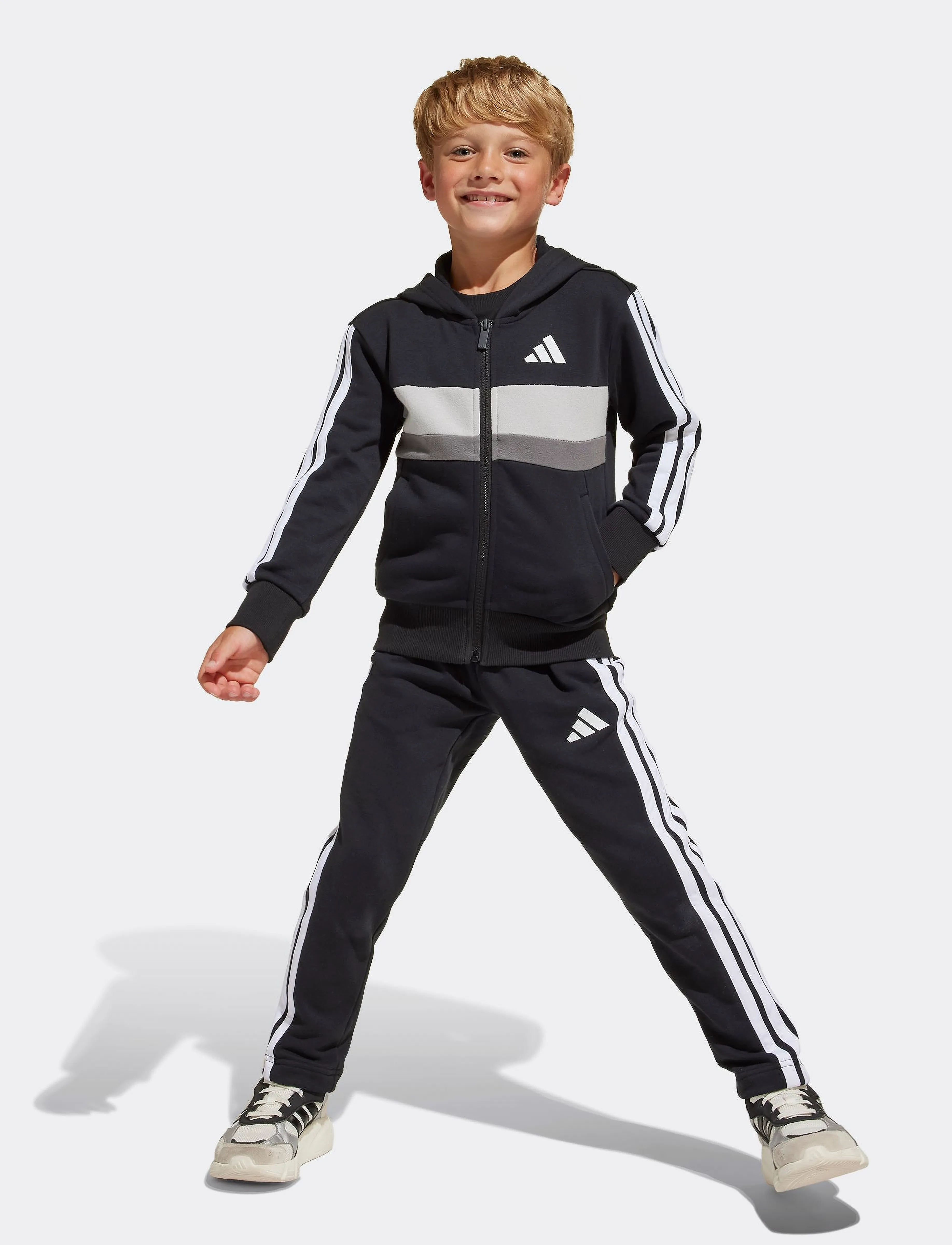 adidas Sportswear LK 3S TIB FL TS - Tracksuits - BLACK/WHITE/GRETWO / black