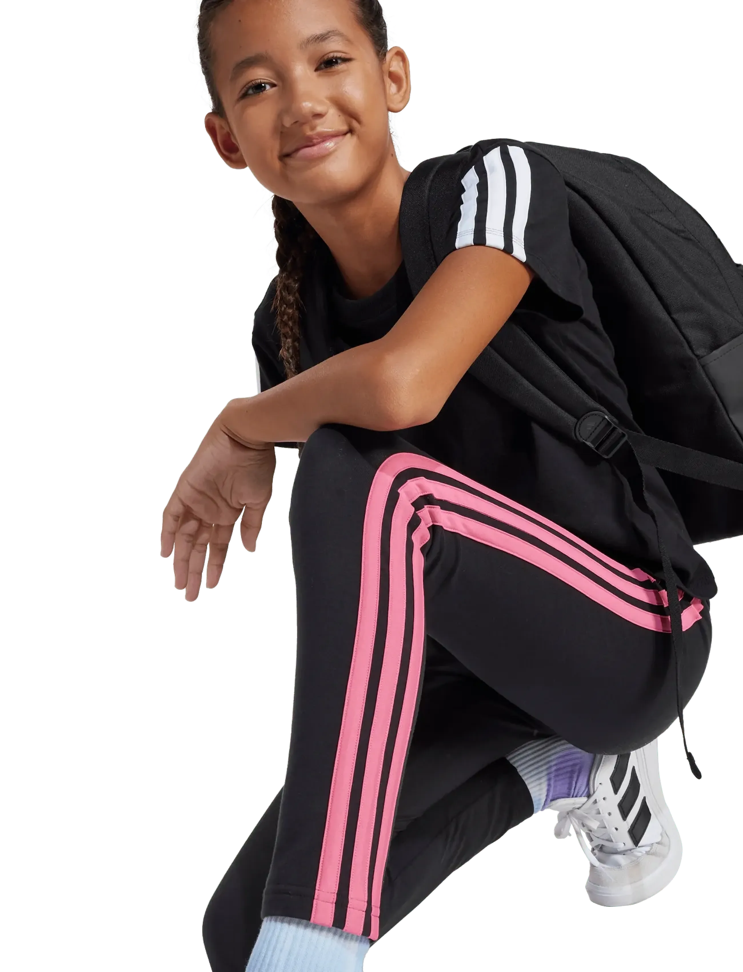 adidas Sportswear JG 3S LEG 230 - Leggings - BLACK/PNKFUS / black