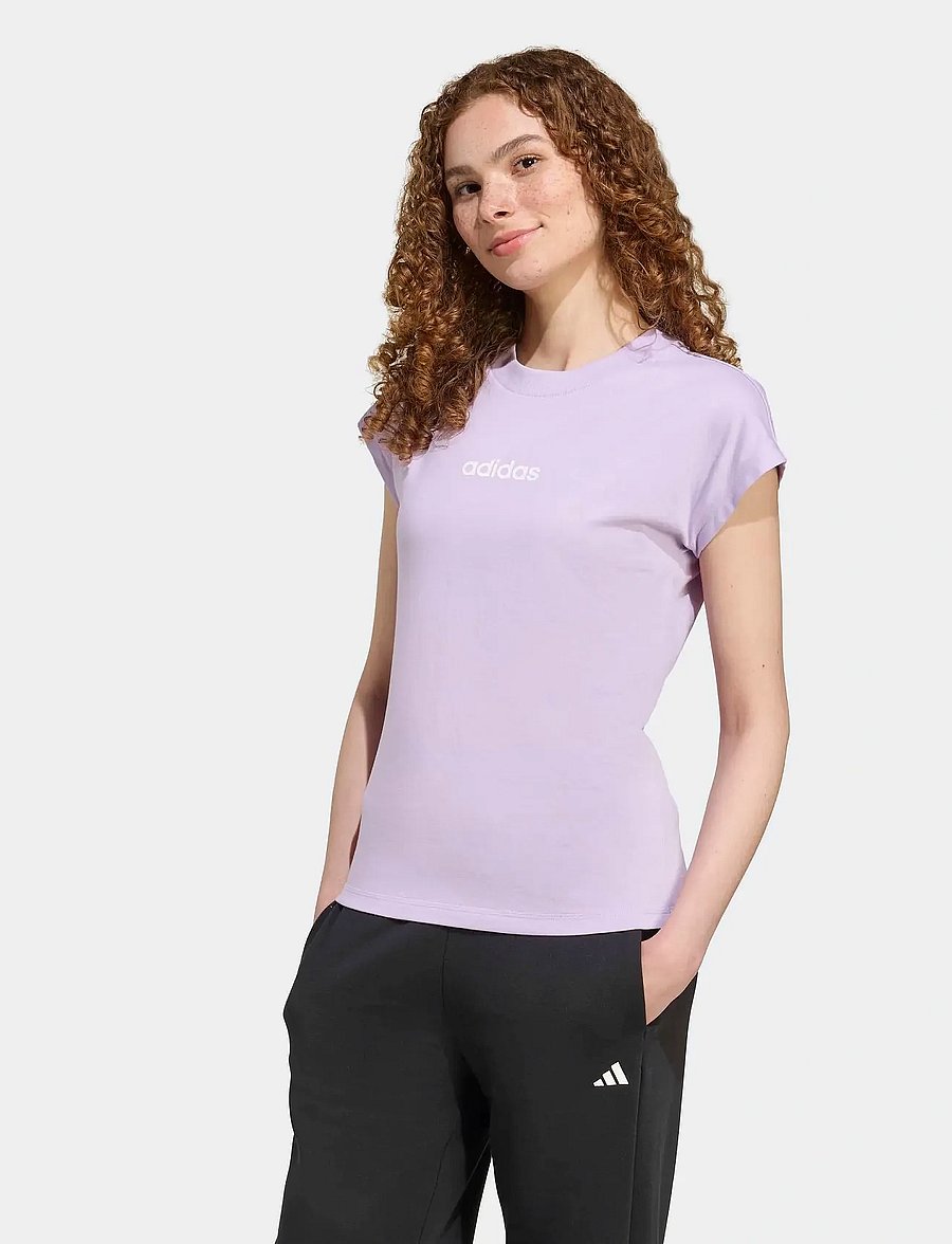 adidas Sportswear - W LIN SJ T - t-shirts - powplu/white - 4