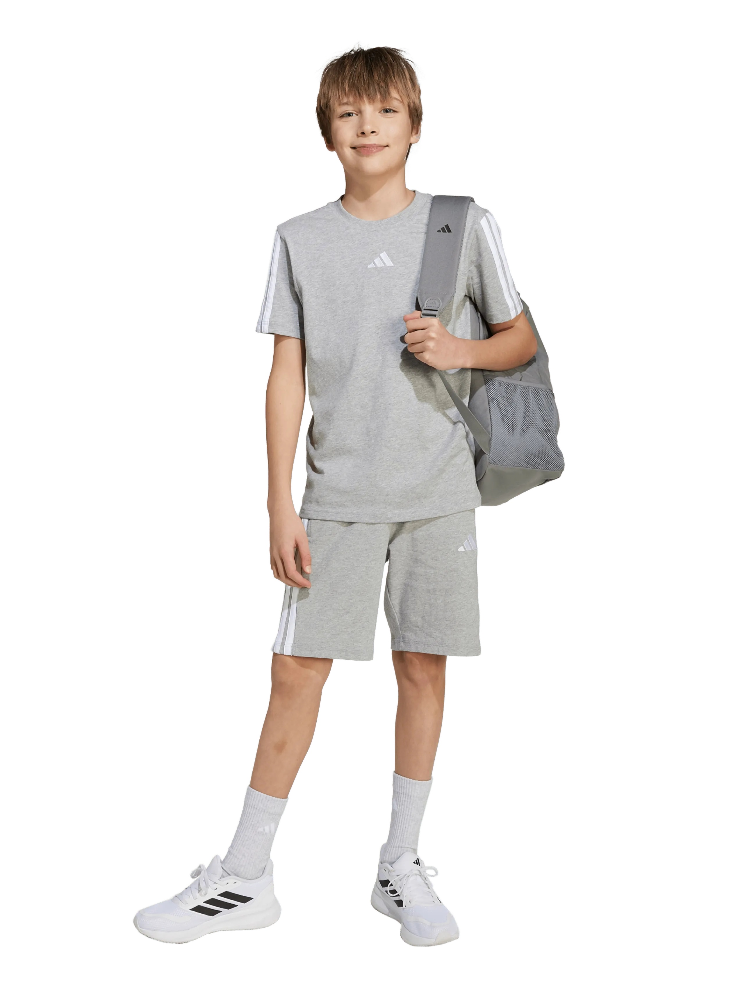 adidas Sportswear J 3S TEE 160 - T-särgid - MGREYH/WHITE / grey