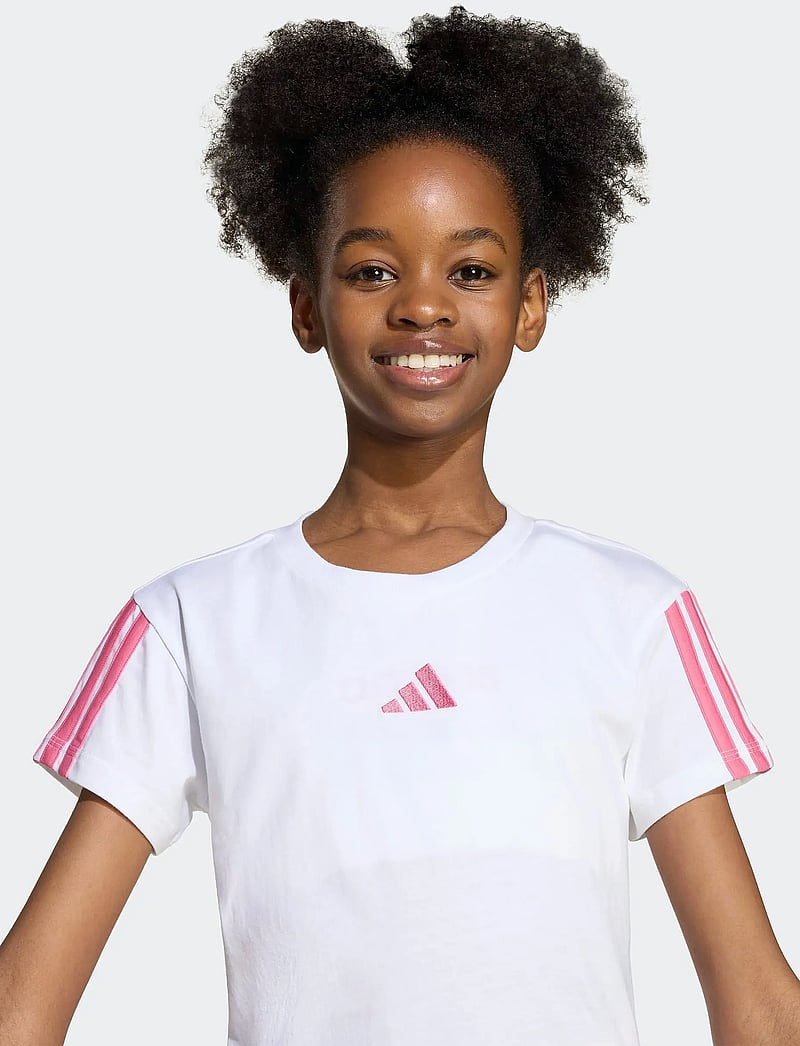 adidas Sportswear - JG 3S TEE 160 - kurzärmelig - white/pnkfus - 2