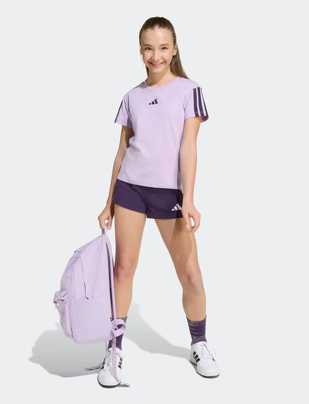 adidas Sportswear - JG 3S TEE 160 - short-sleeved t-shirts - powplu/aurplu - 0