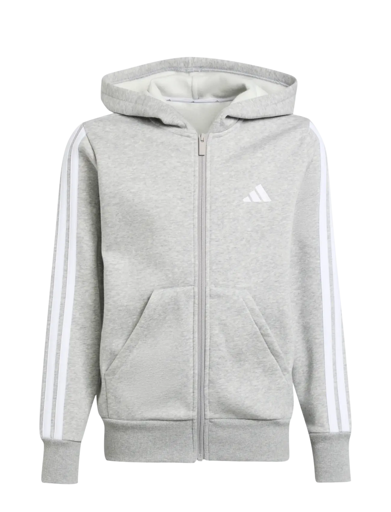adidas Sportswear J 3S FL FZ HD - Tops - MGREYH/WHITE / grey