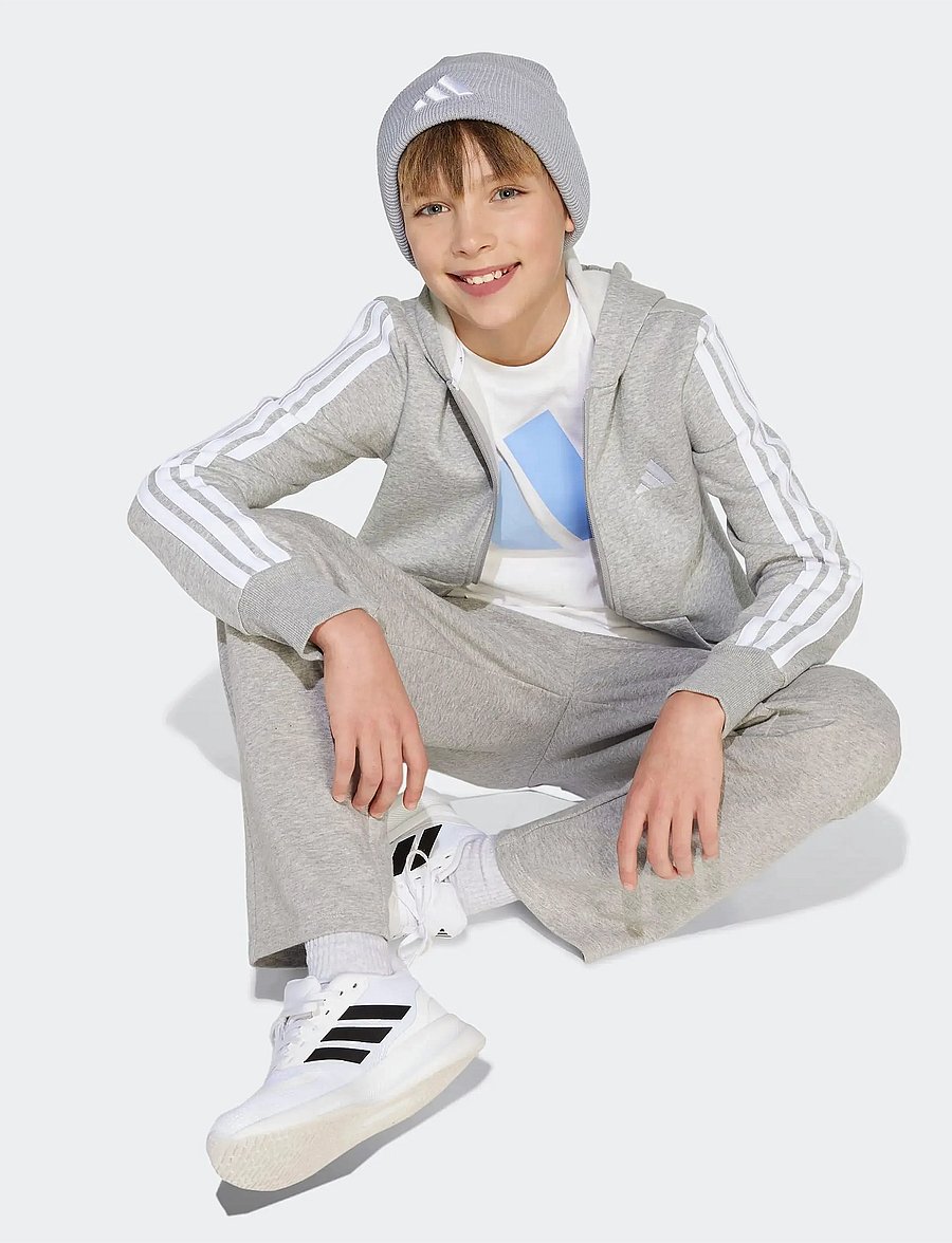 adidas Sportswear - J 3S FL FZ HD - kapuzenpullover - mgreyh/white - 0
