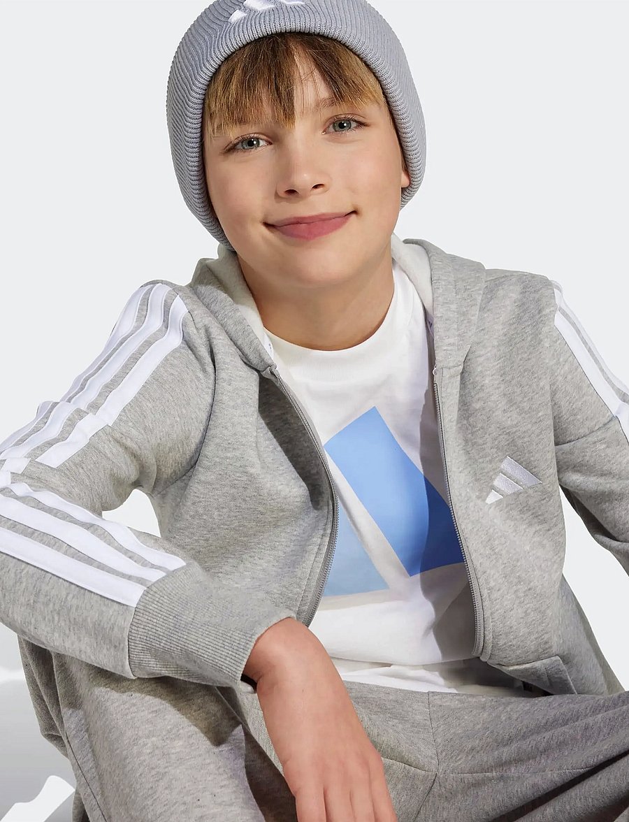 adidas Sportswear - J 3S FL FZ HD - kapuzenpullover - mgreyh/white - 2
