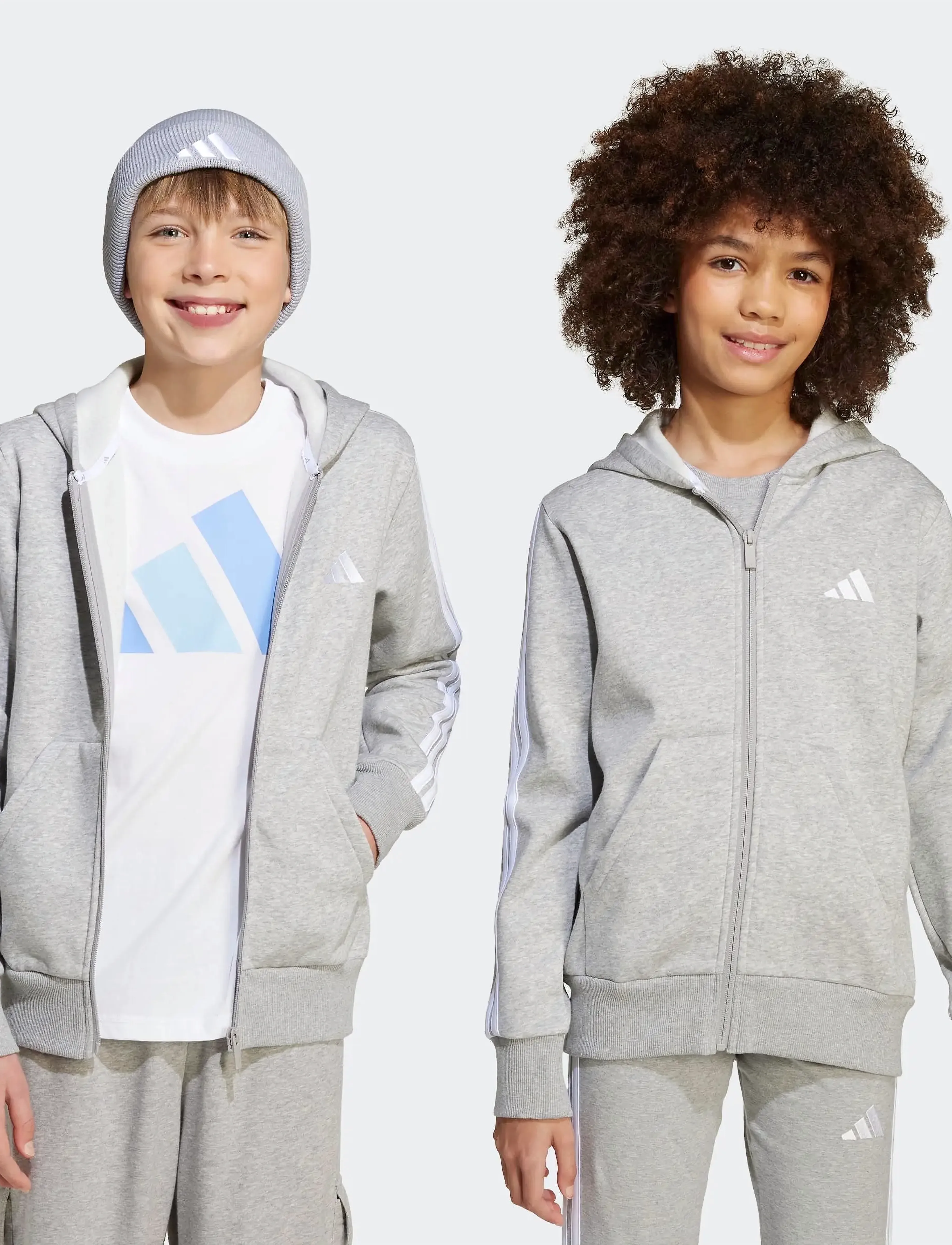 adidas Sportswear - J 3S FL FZ HD - kapuzenpullover - mgreyh/white - 4