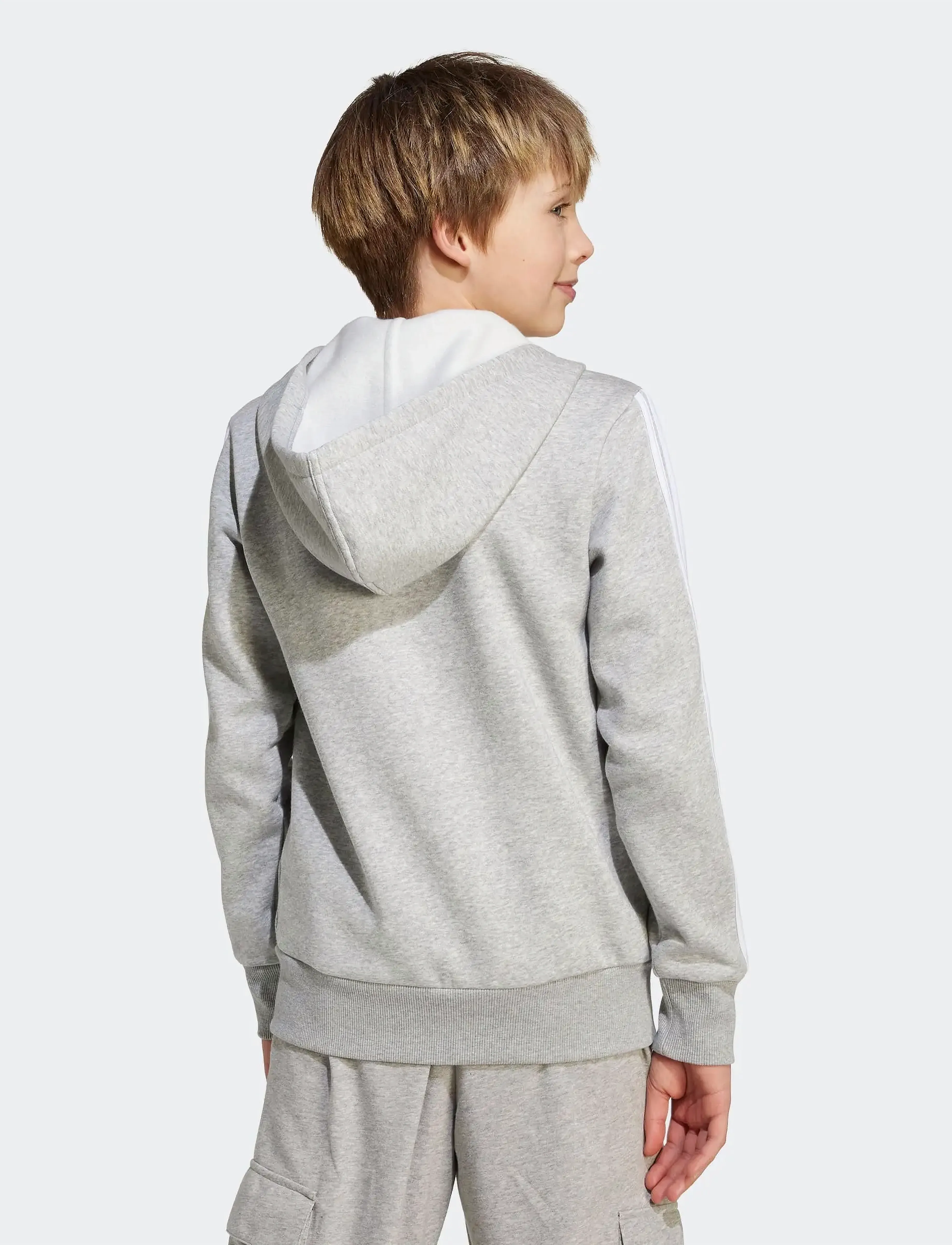 adidas Sportswear - J 3S FL FZ HD - kapuzenpullover - mgreyh/white - 5