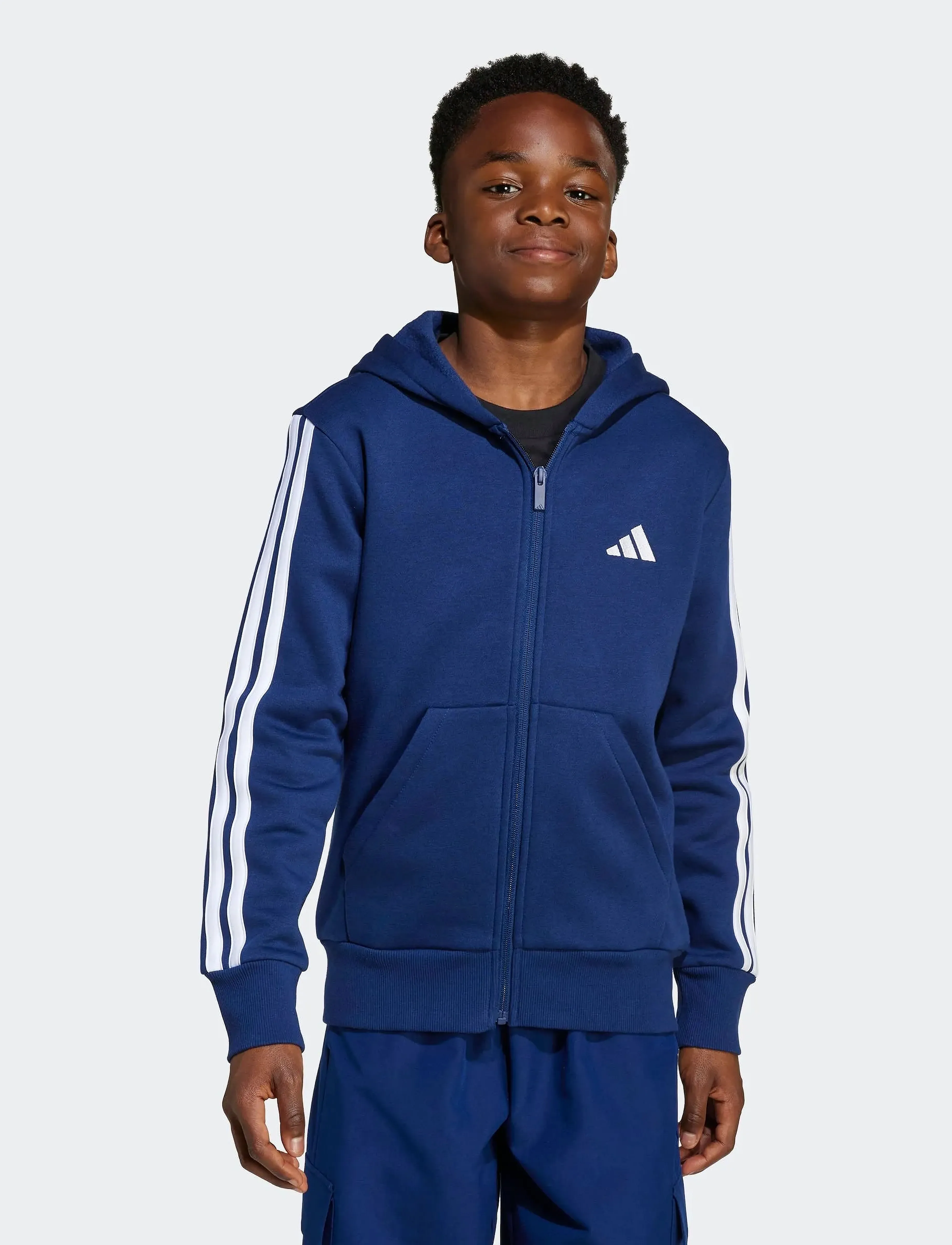 adidas Sportswear J 3S FL FZ HD - Sweatshirts & Hættetrøjer - DKBLUE/WHITE / blue