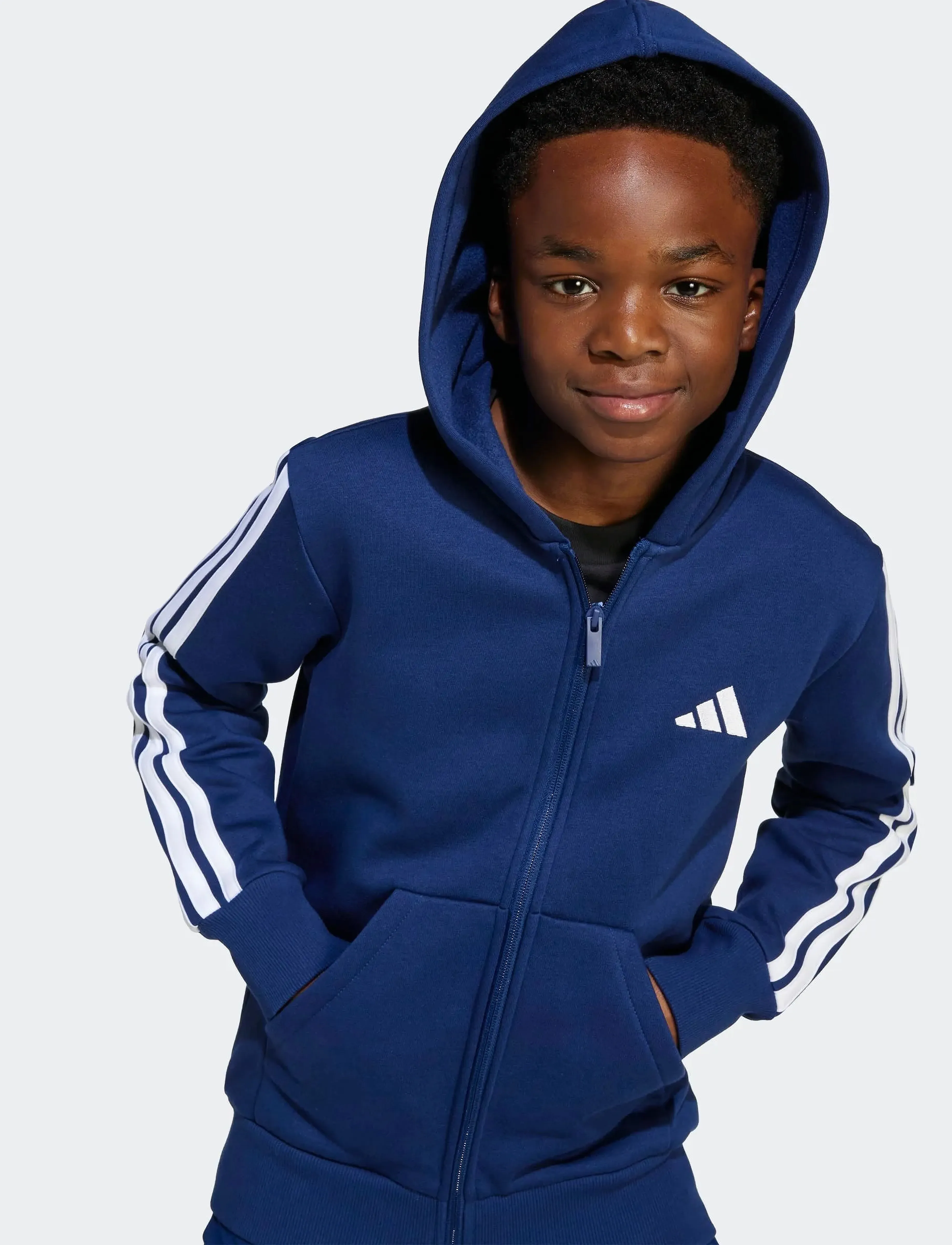 adidas Sportswear - J 3S FL FZ HD - kapuzenpullover - dkblue/white - 2