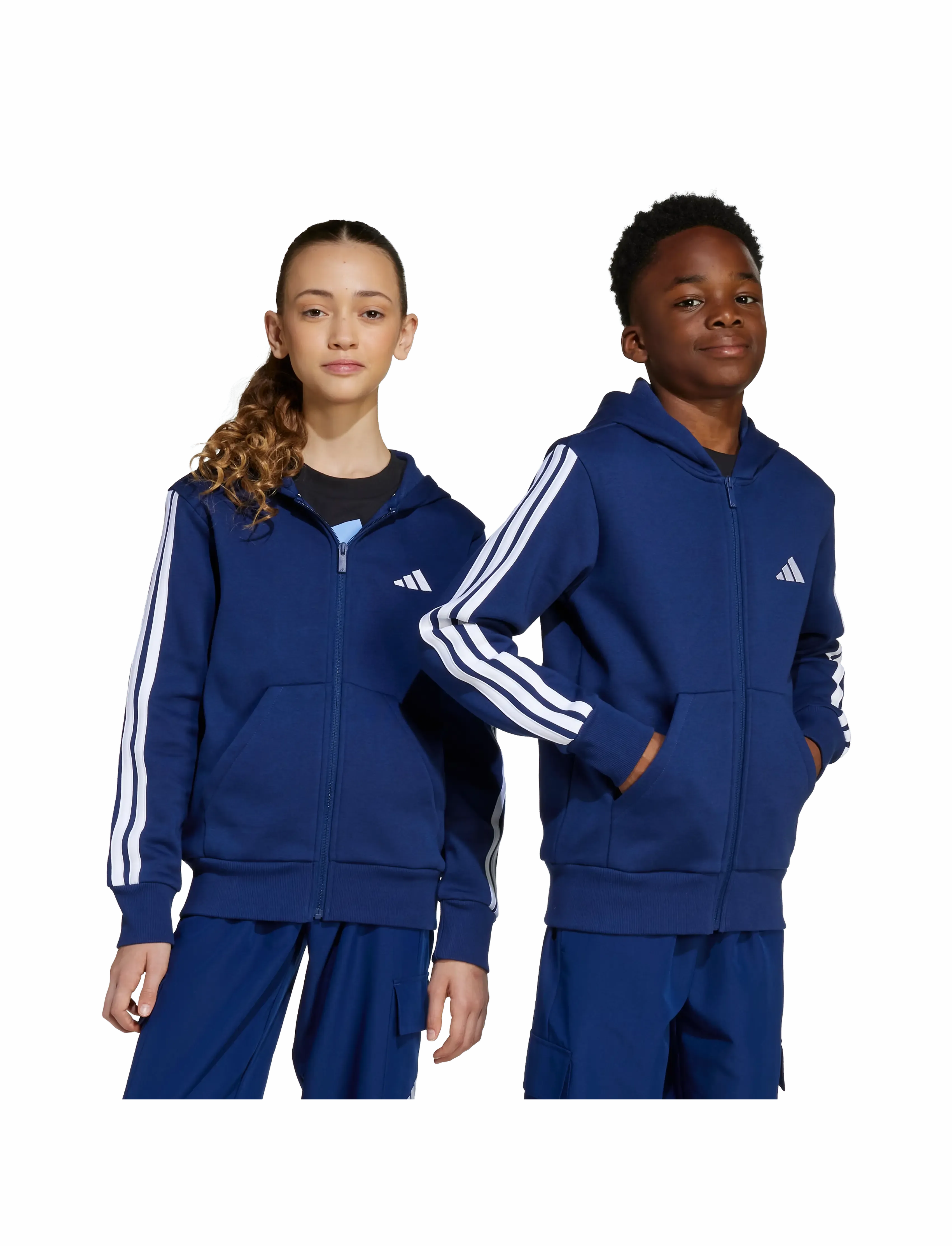 adidas Sportswear - J 3S FL FZ HD - hættetrøjer - dkblue/white - 3