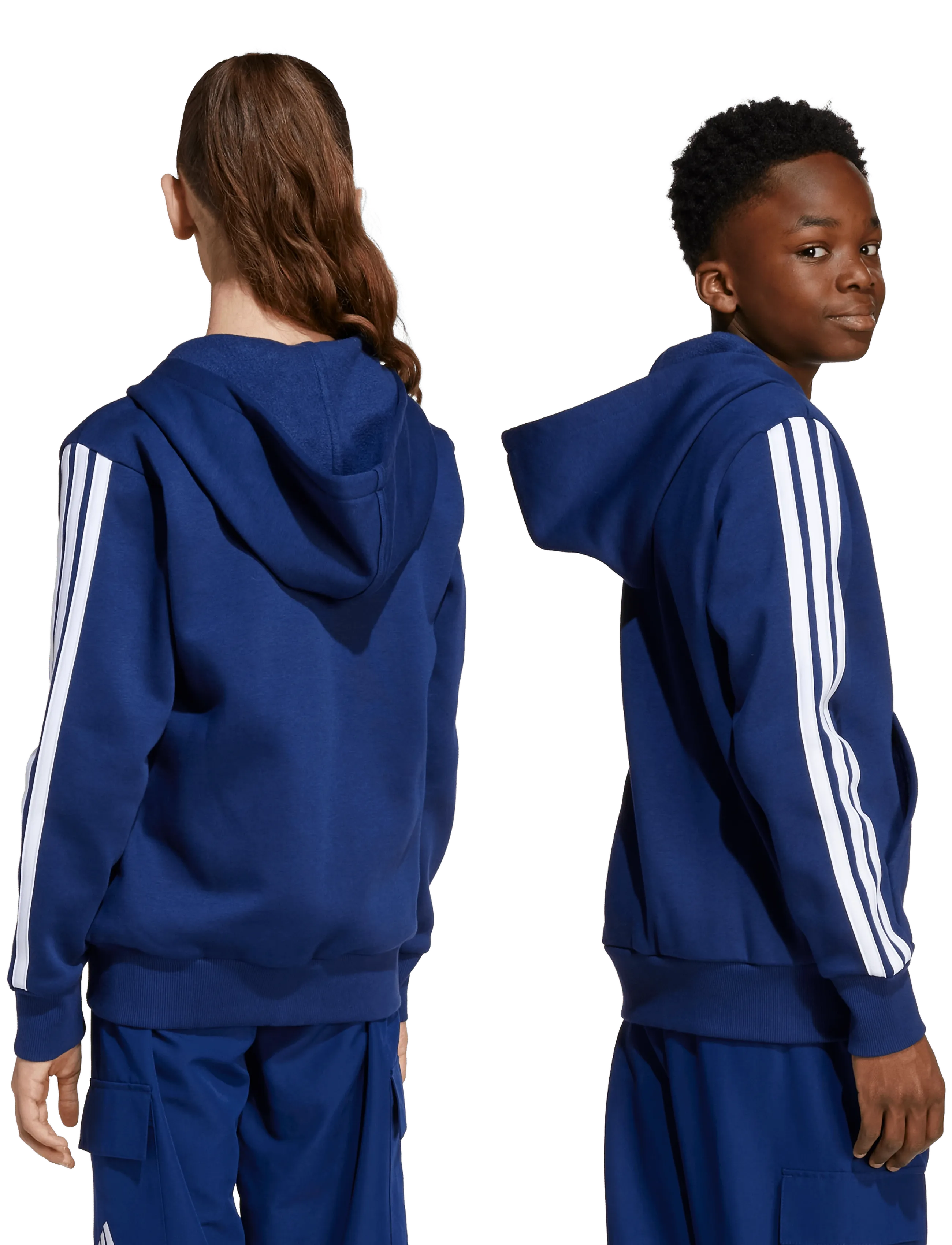 adidas Sportswear - J 3S FL FZ HD - hættetrøjer - dkblue/white - 4