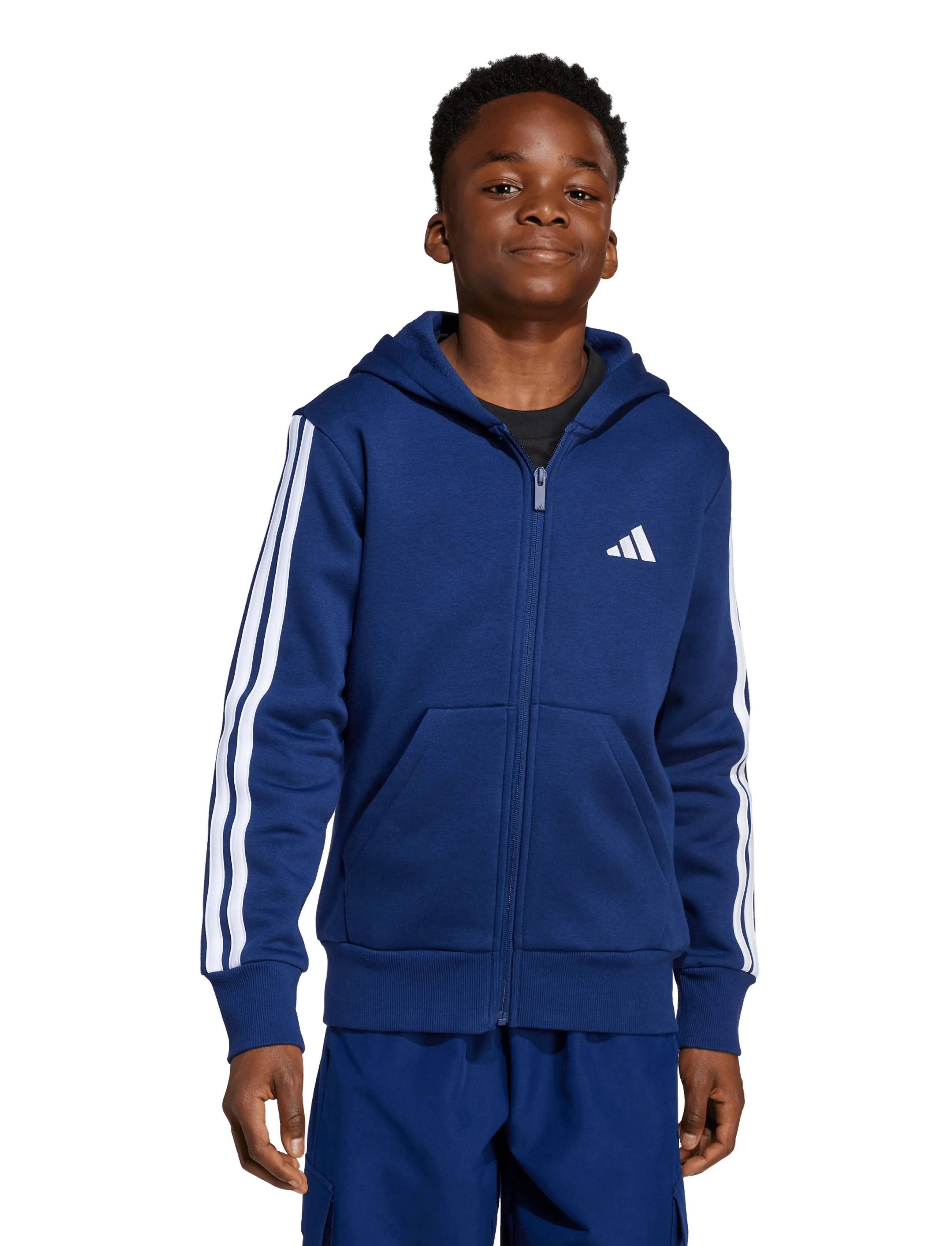 adidas Sportswear - J 3S FL FZ HD - hættetrøjer - dkblue/white - 5