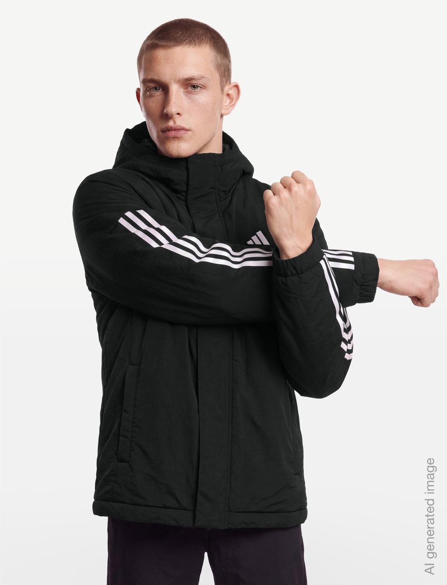 adidas Sportswear - 3S HOODED INS J - dunjakker - black - 3