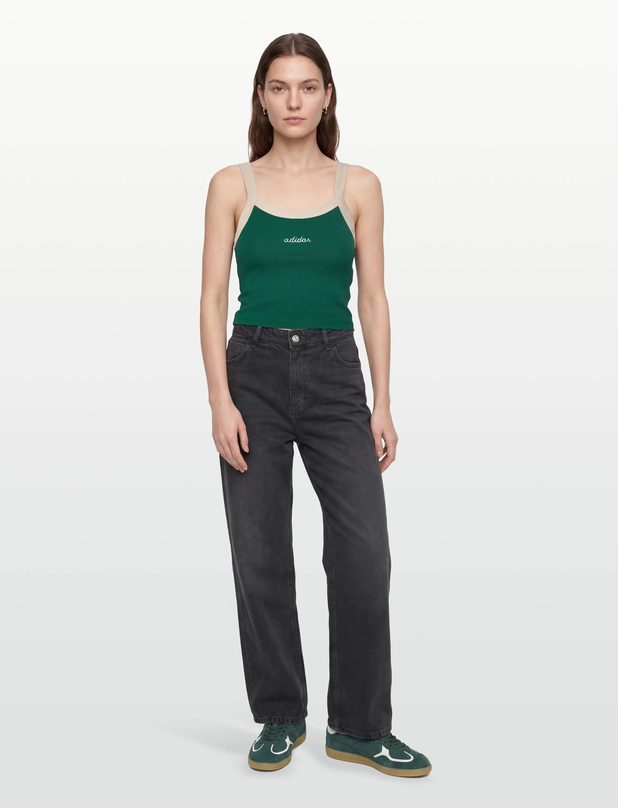 adidas Sportswear W CP TANK - Crop Tops - CGREEN/WHITE / green