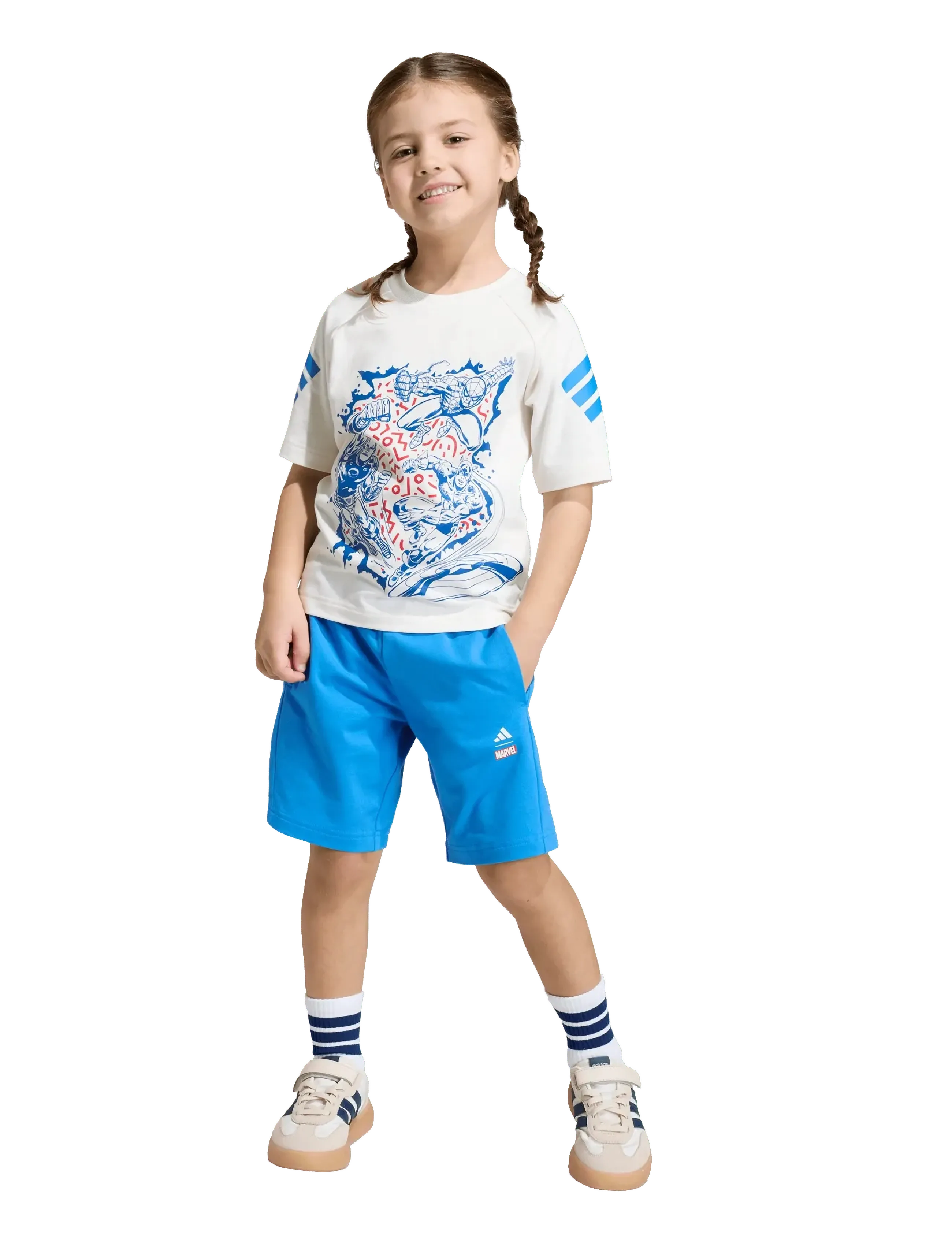 adidas Sportswear Lk Mrvl Av Tset, 110, Blue, Sæt > Sæt Med Kortærmet T-Shirt, Børn