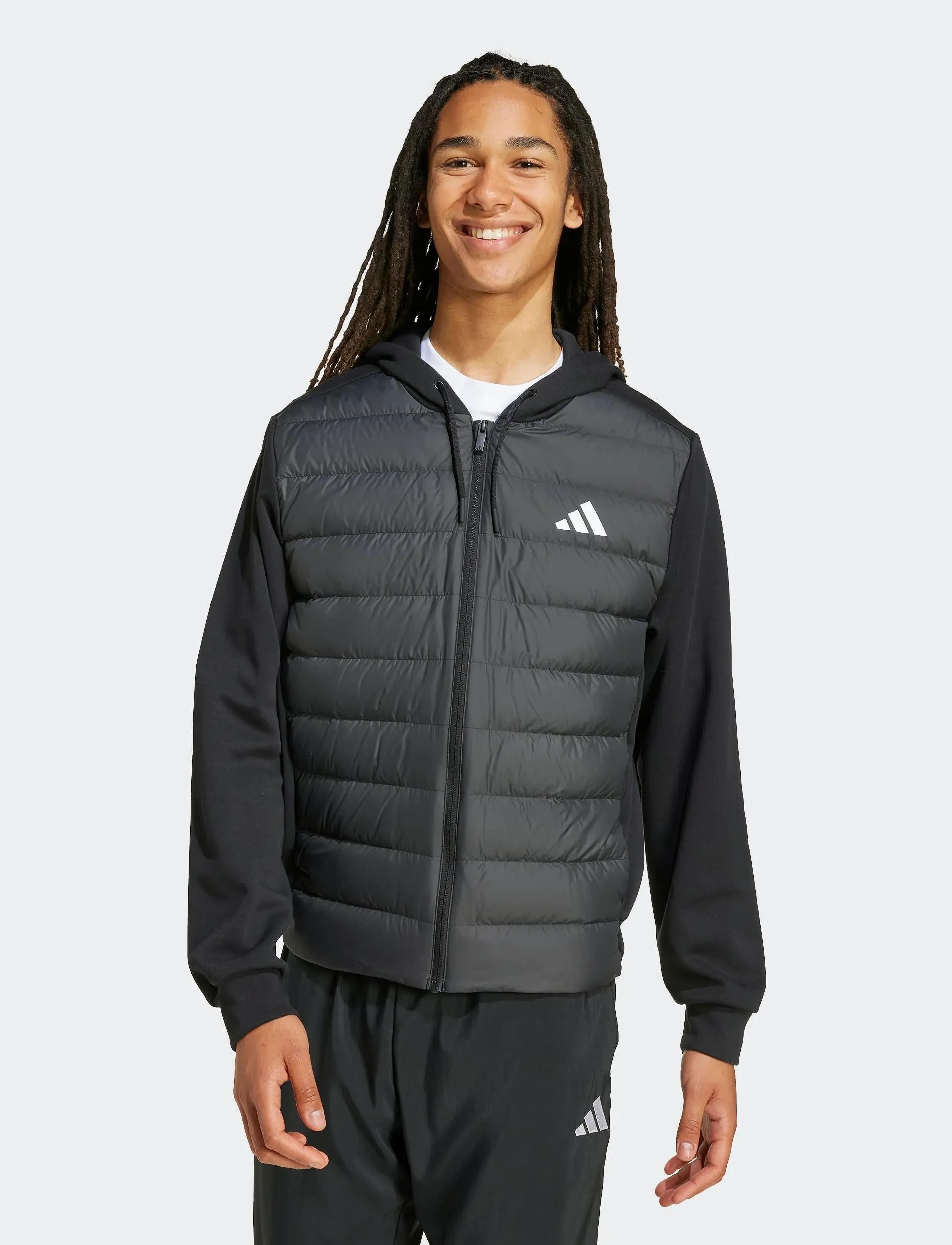 adidas Sportswear Ess Ld Hyb Hd J, Mænd, Hybrid Vatteret Hættejakke, Sort, Str: S