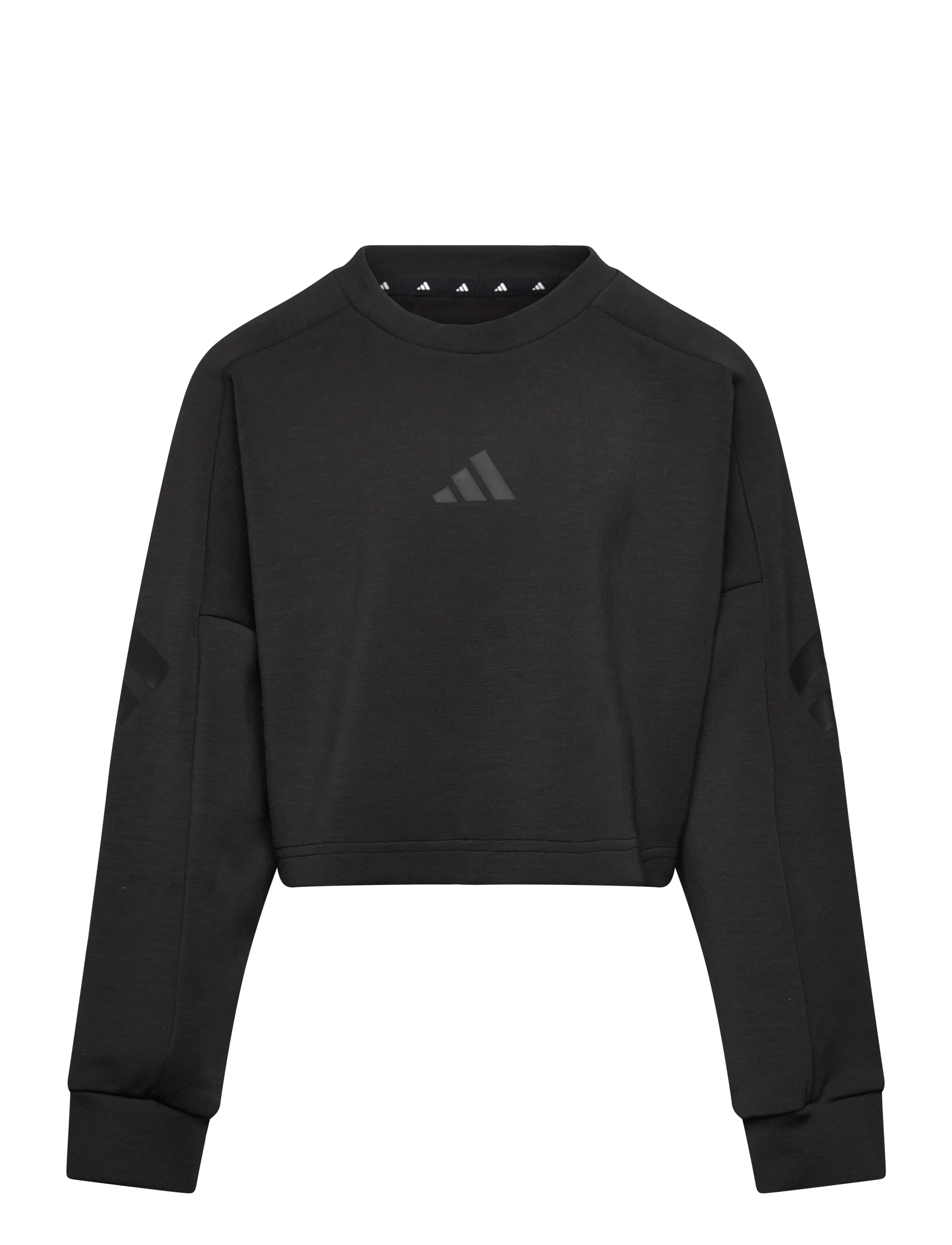 adidas Sportswear JG FI 3S CREW - Sweatshirts & Hættetrøjer - BLACK/BLACK / black