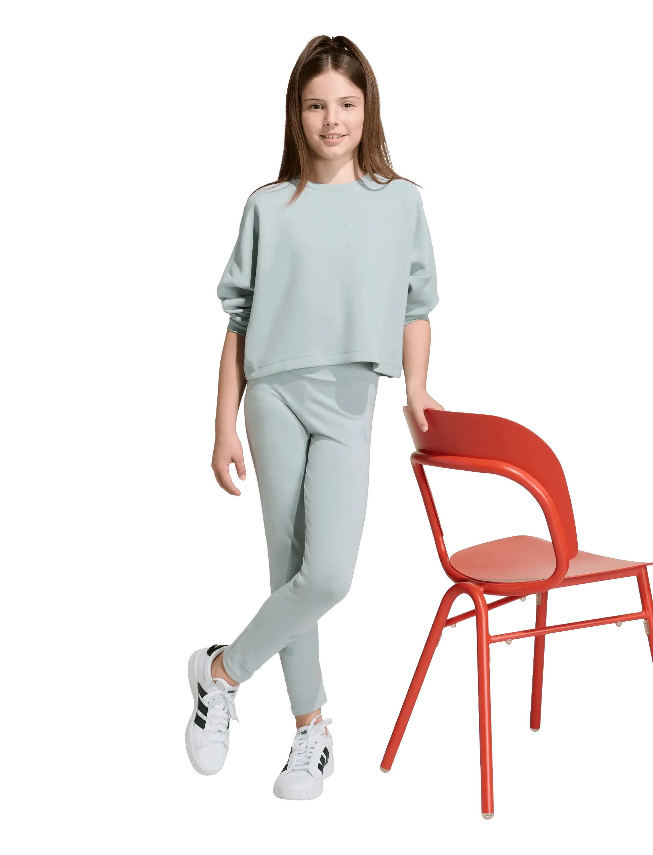 adidas Sportswear Jg Fi 3S Crew, Børn, Kort Crewneck Sweatshirt, Grøn, Str: 140