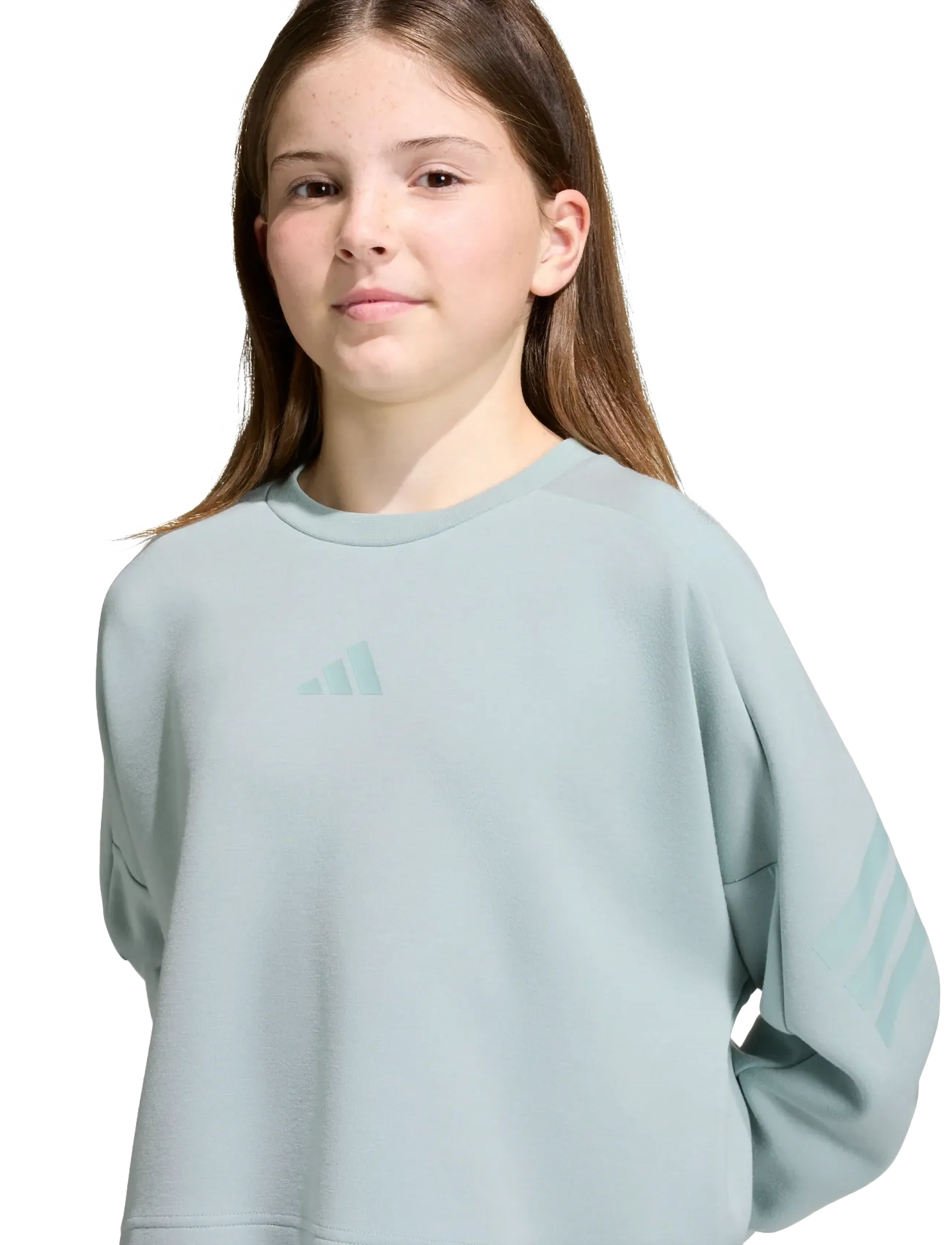 adidas Sportswear - JG FI 3S CREW - dressipluusid - wosa/tacgrn - 5
