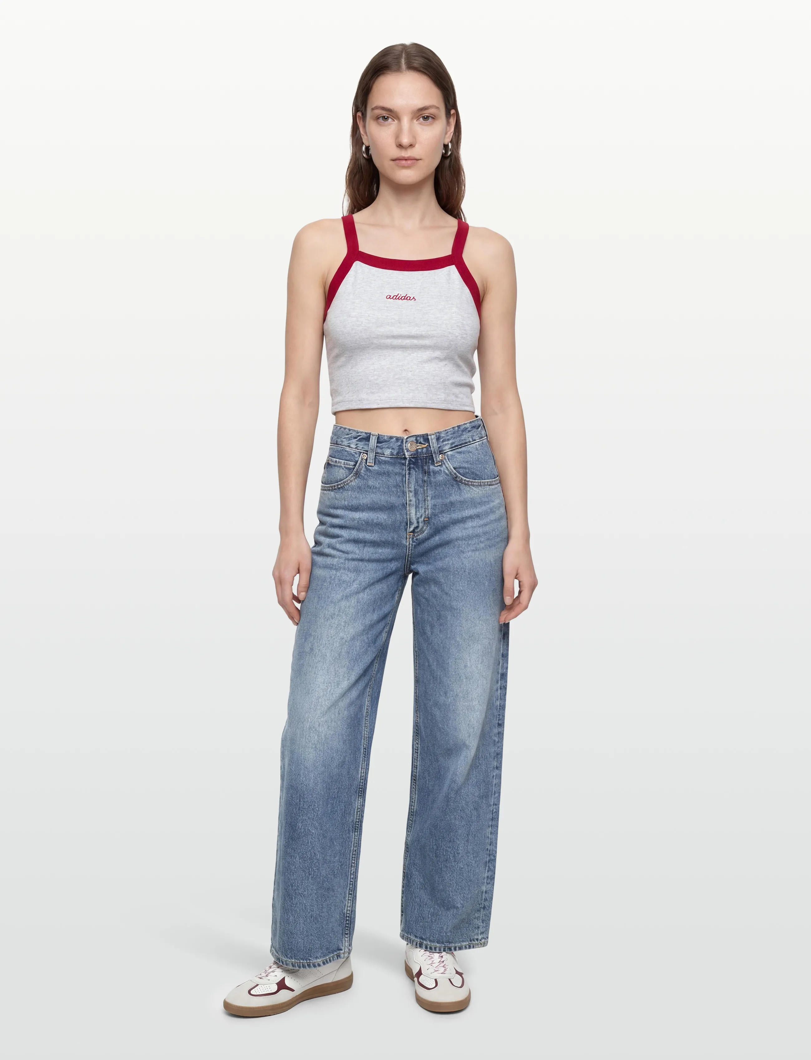 adidas Sportswear W CP TANK - Crop topit - LGREYH/ACTMAR / grey
