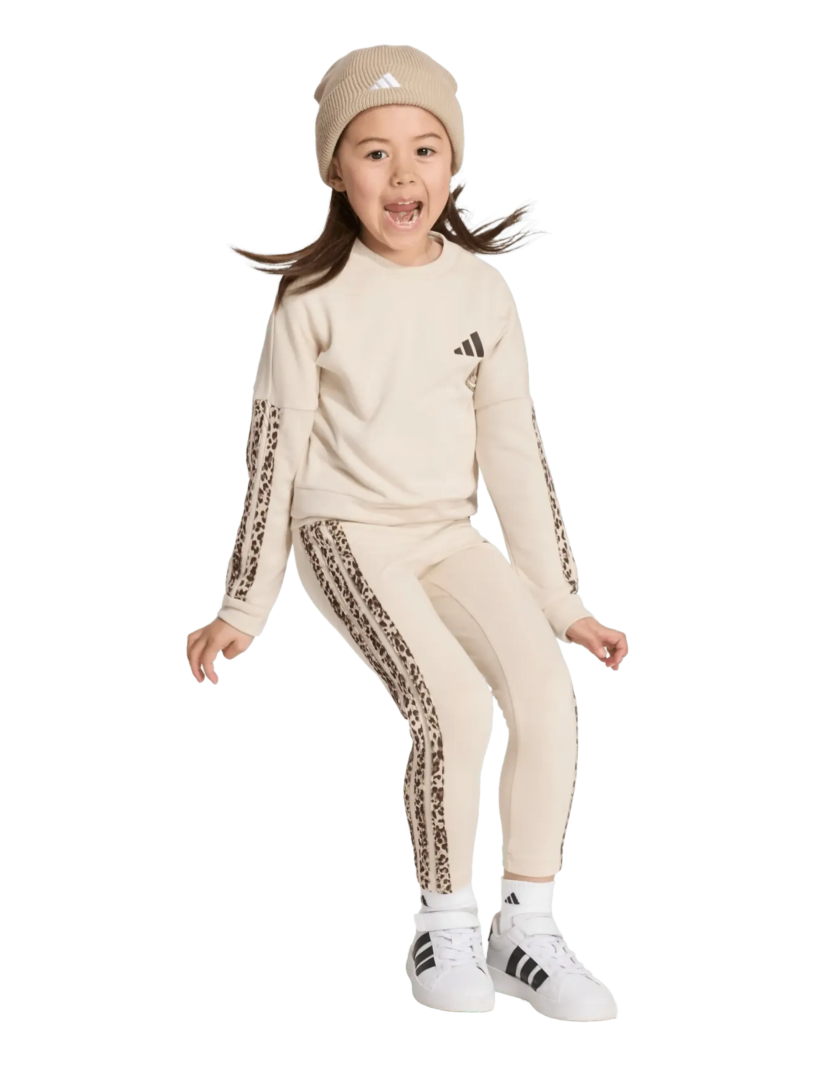 adidas Sportswear Lg An 3S Set, Børn, Leopard Print Sæt, Cream, Str: 116