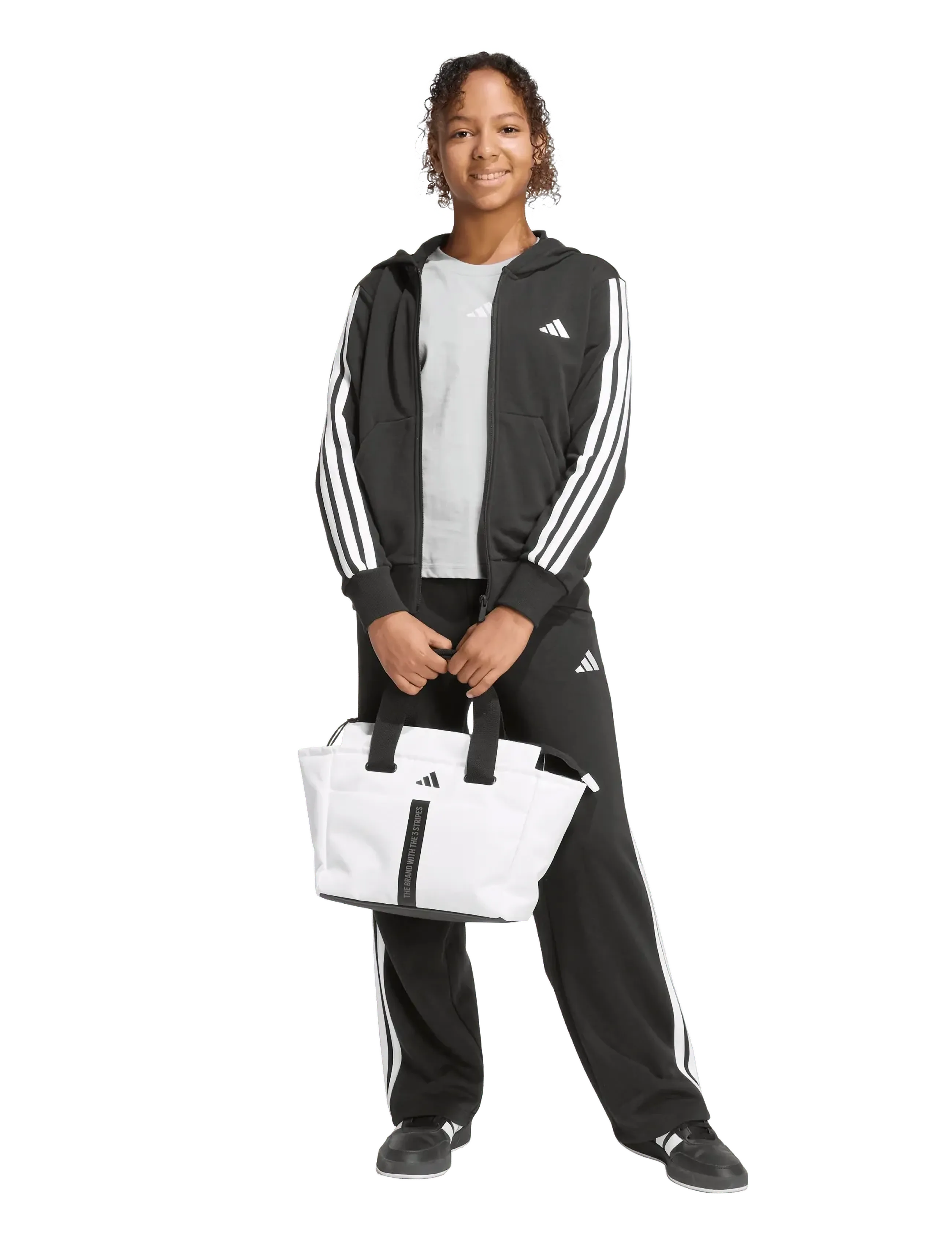 adidas Sportswear JG 3S FZ HD 280 - Kapuzenpullover - BLACK/WHITE / black