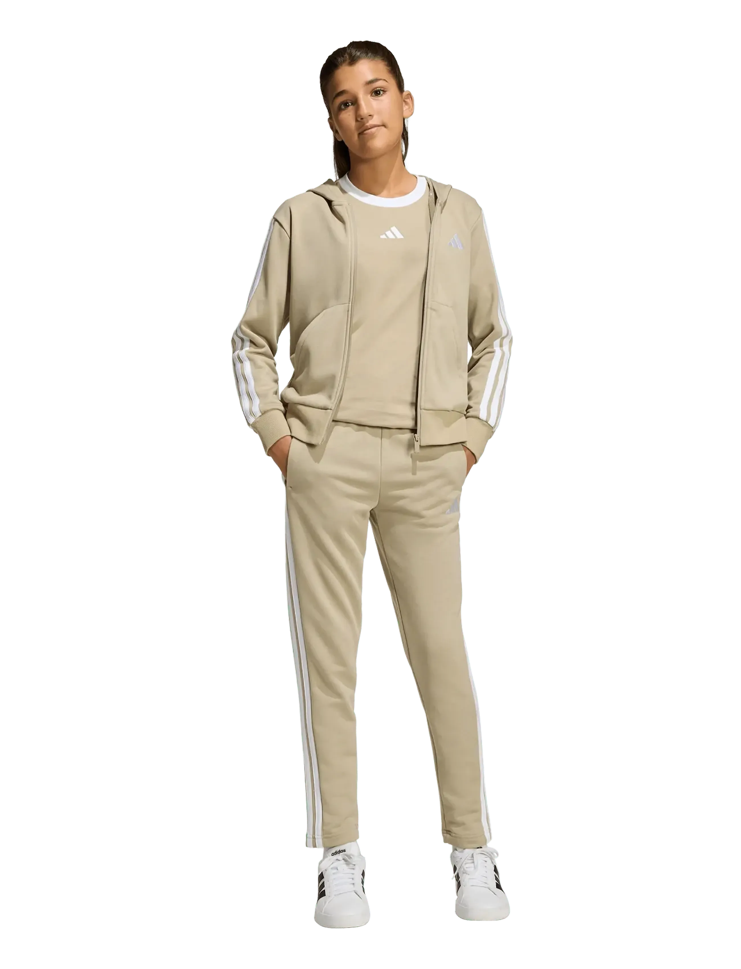 adidas Sportswear JG 3S FZ HD 280 - Kapuzenpullover - WOCA/WHITE / cream