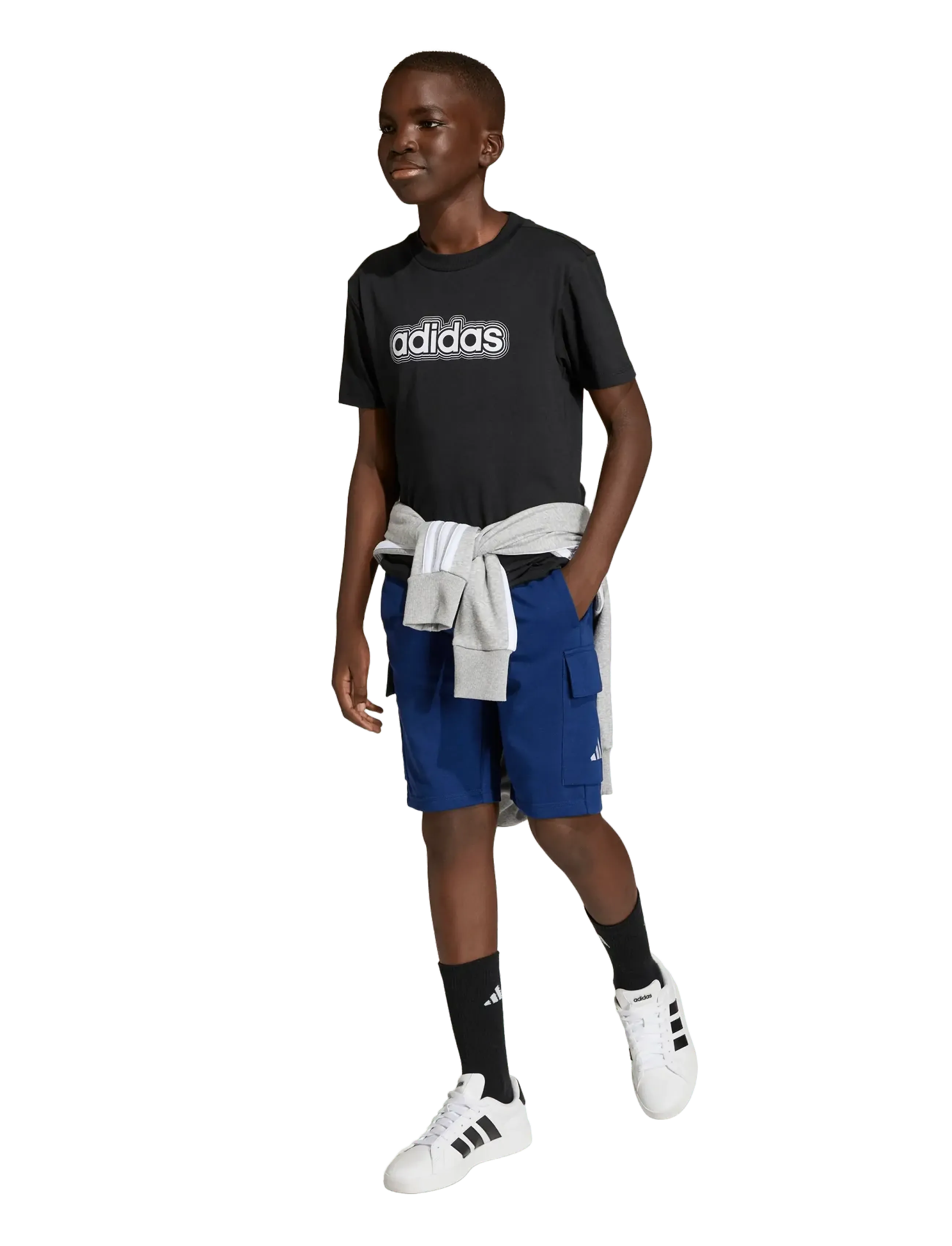 adidas Sportswear J SL FT C SH - Shorts - DKBLUE/WHITE / navy