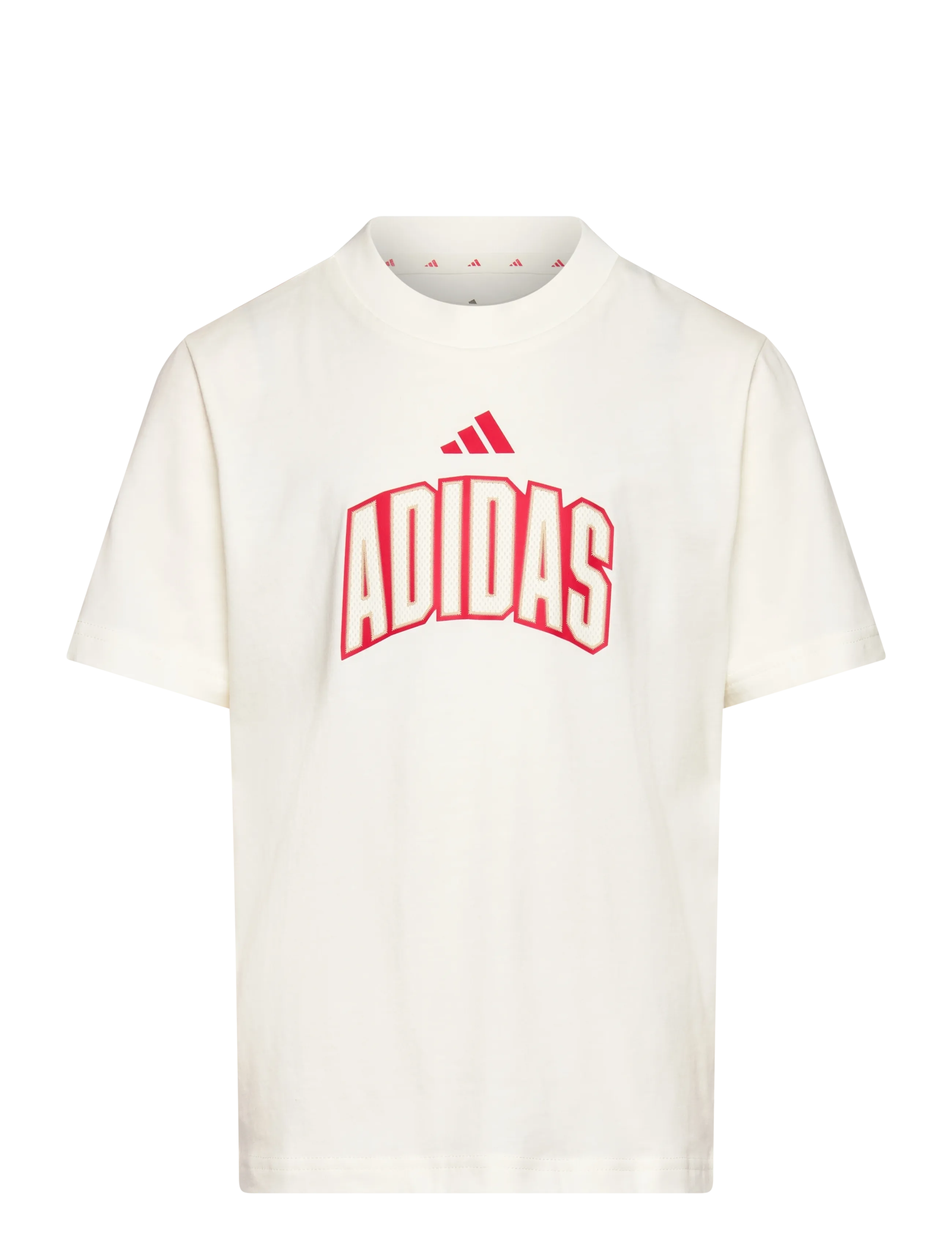 adidas Sportswear J STD GFX TEE - Sportoberteile - OWHITE/PURRUB / red