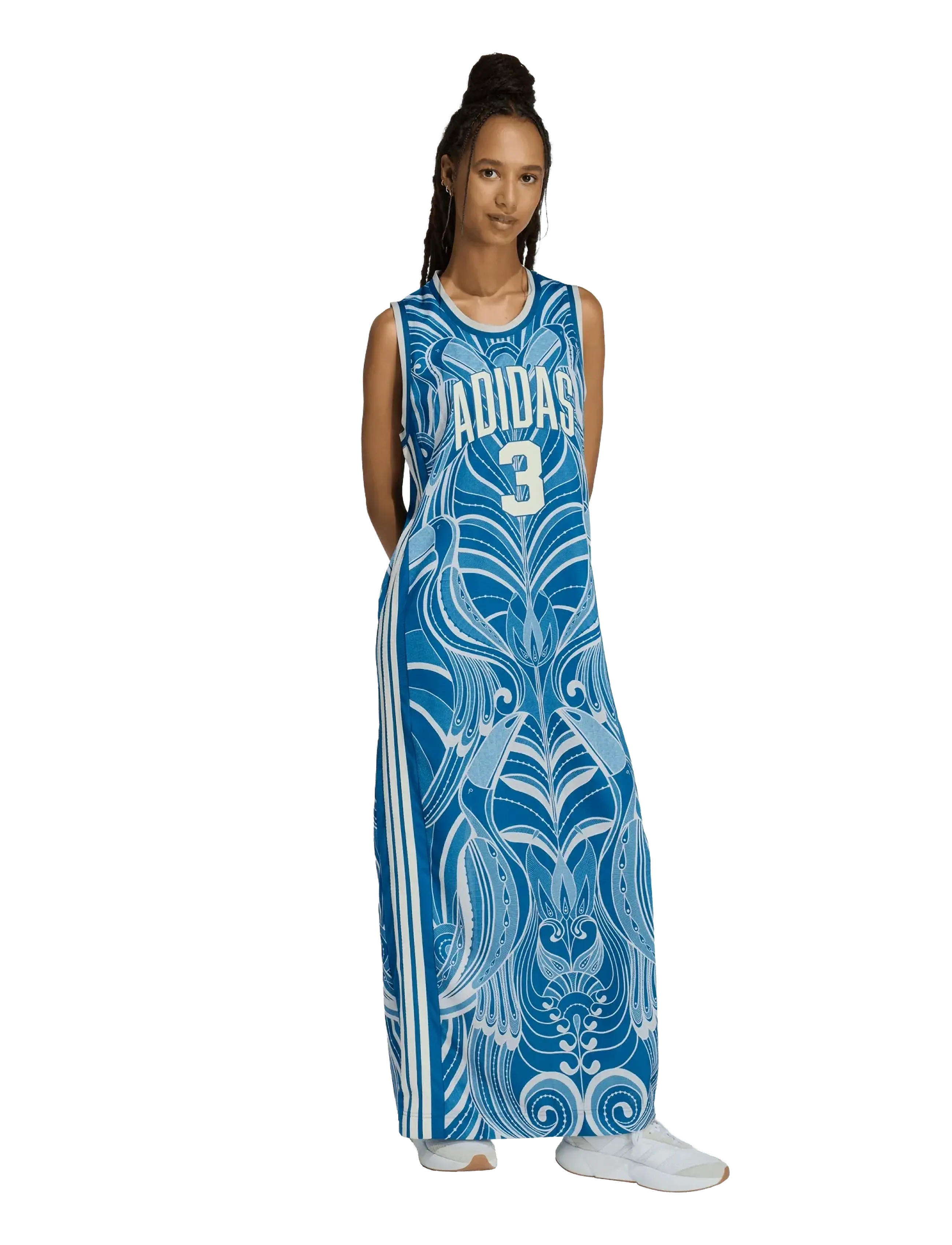 adidas Sportswear FARM PRM DRESS - Kleider - DMARIN/CREWHT / blue