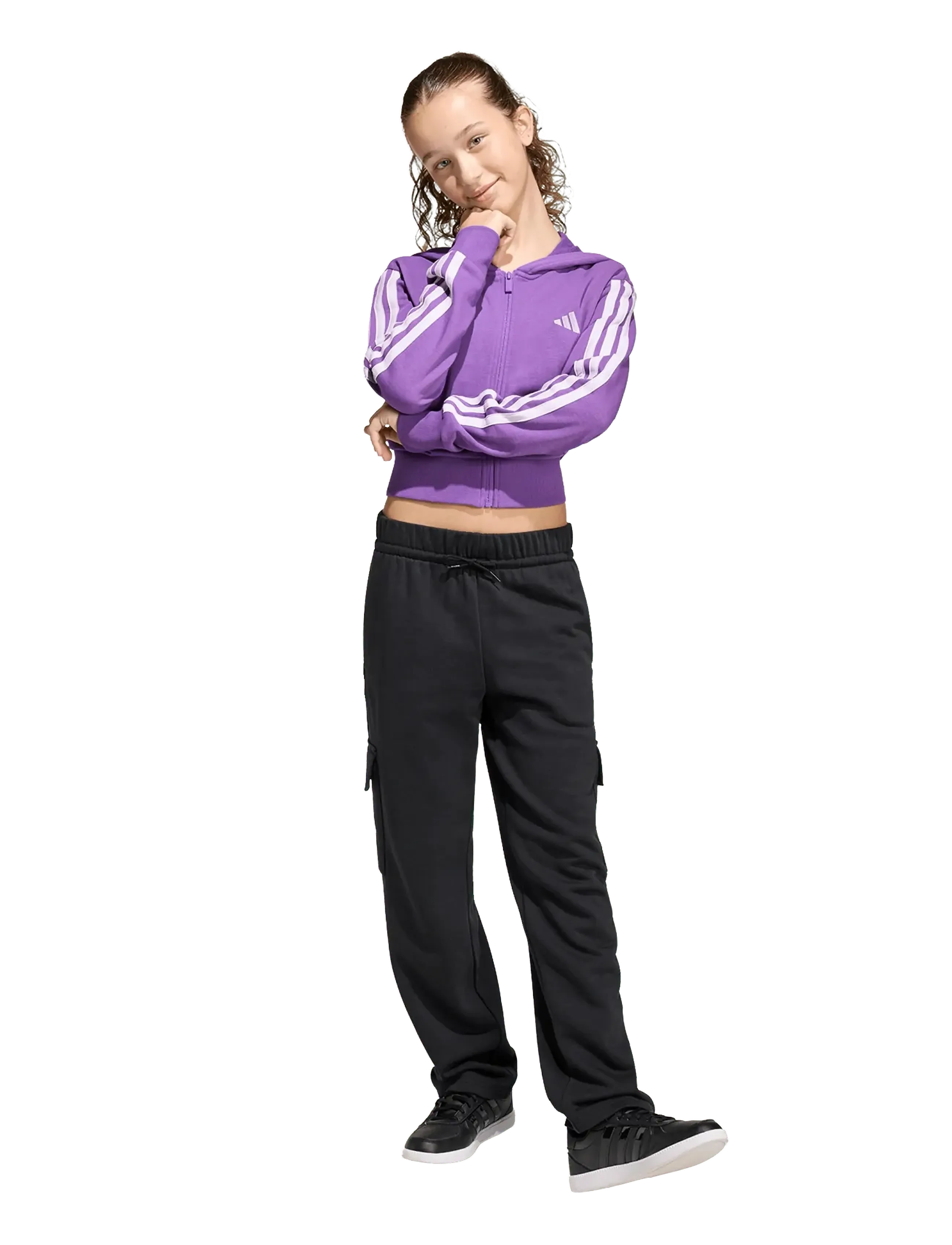 adidas Sportswear JG 3S FT FZ CRO - Överdelar - ACTPUR/ICELAV / purple