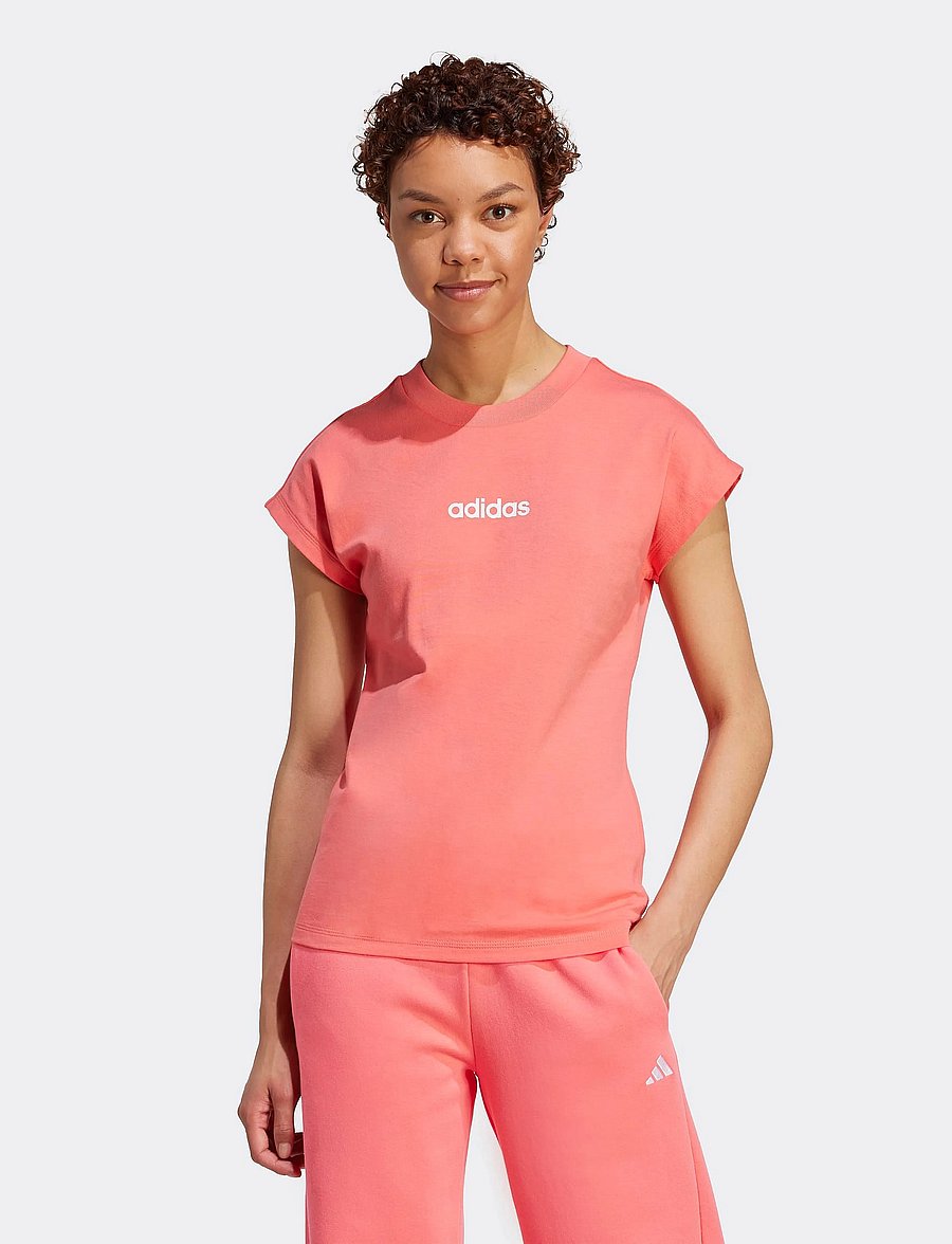 adidas Sportswear - W LIN SJ T - t-shirts - semtur/white - 4